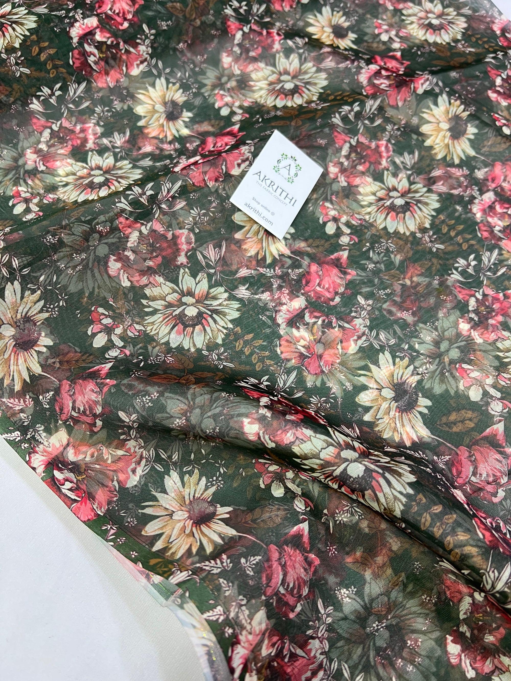 Digital floral Printed organza fabric