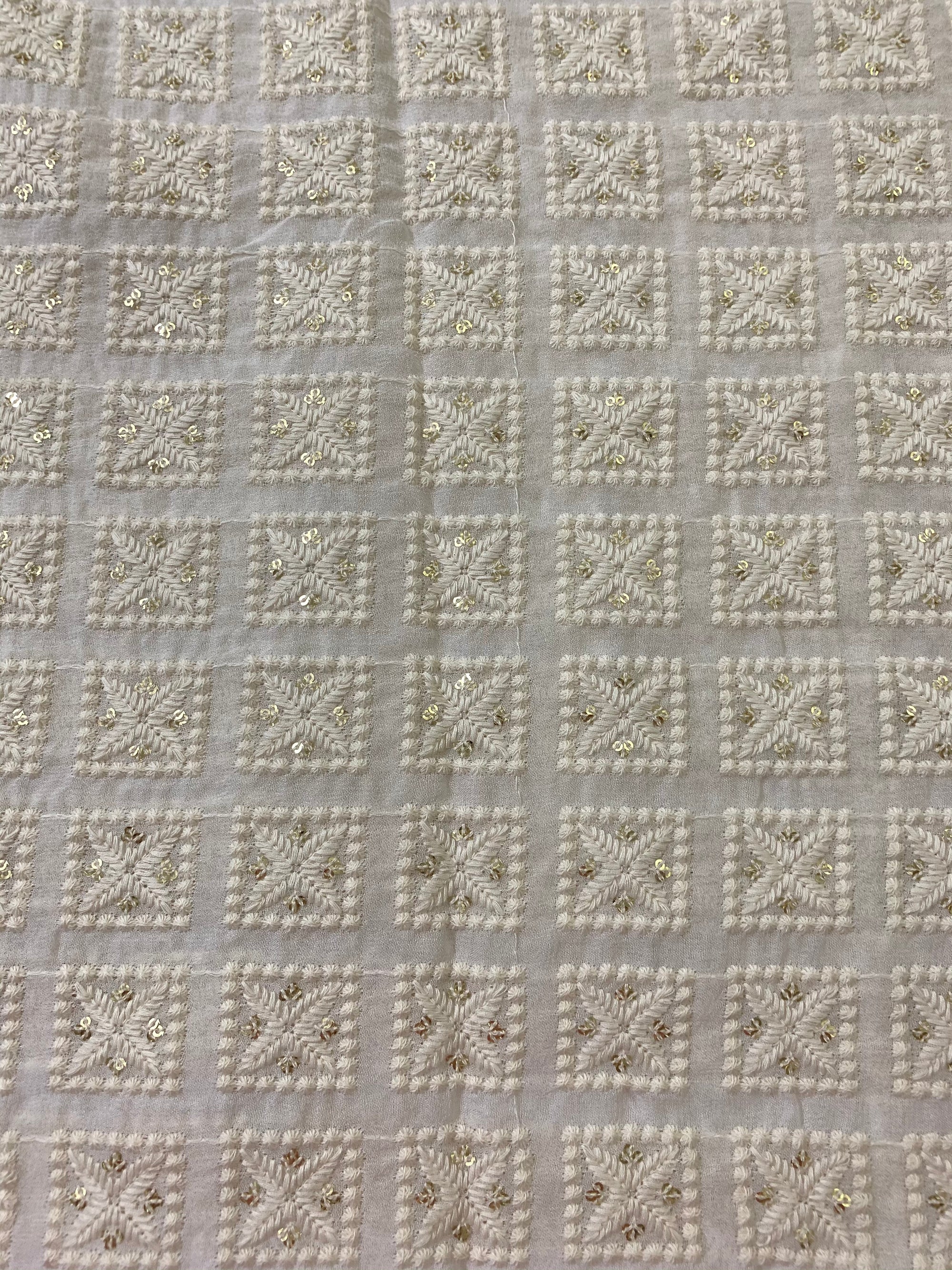 Embroidery on dyeable georgette fabric