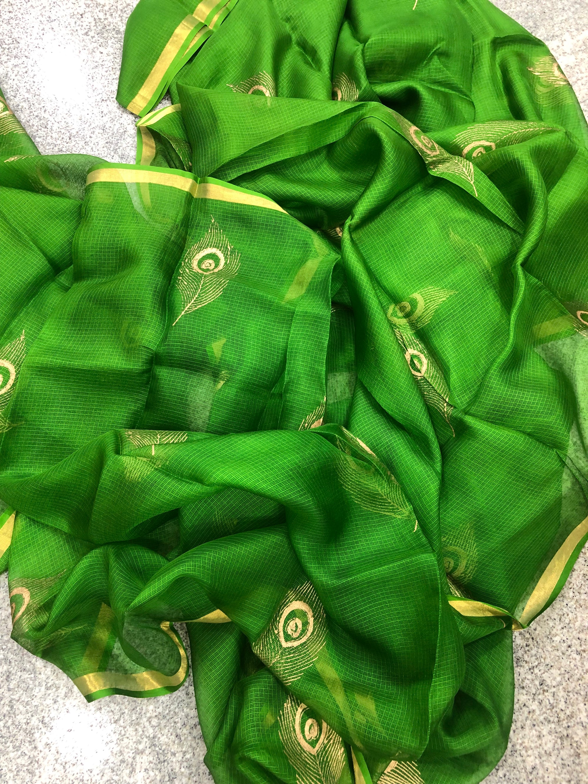 Block printed pure kota silk saree