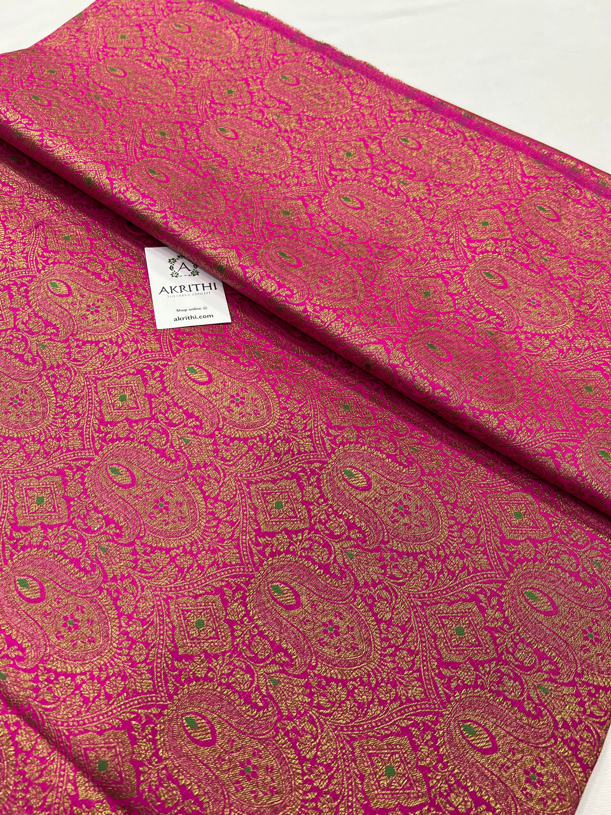 Handloom Banarasi brocade fabric with antique zari