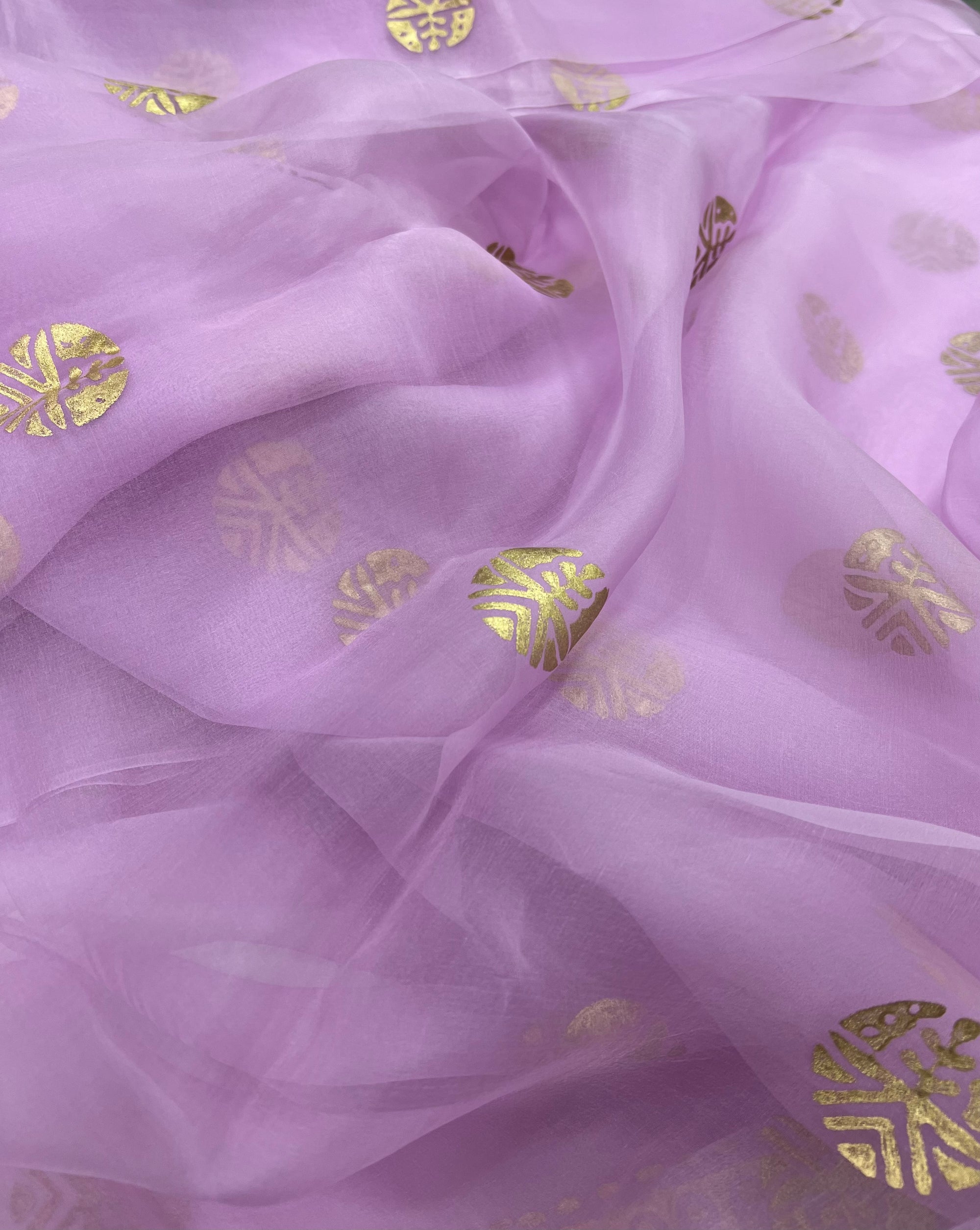 BLOCK PRINTED PURE SILK ORGANZA SAREE