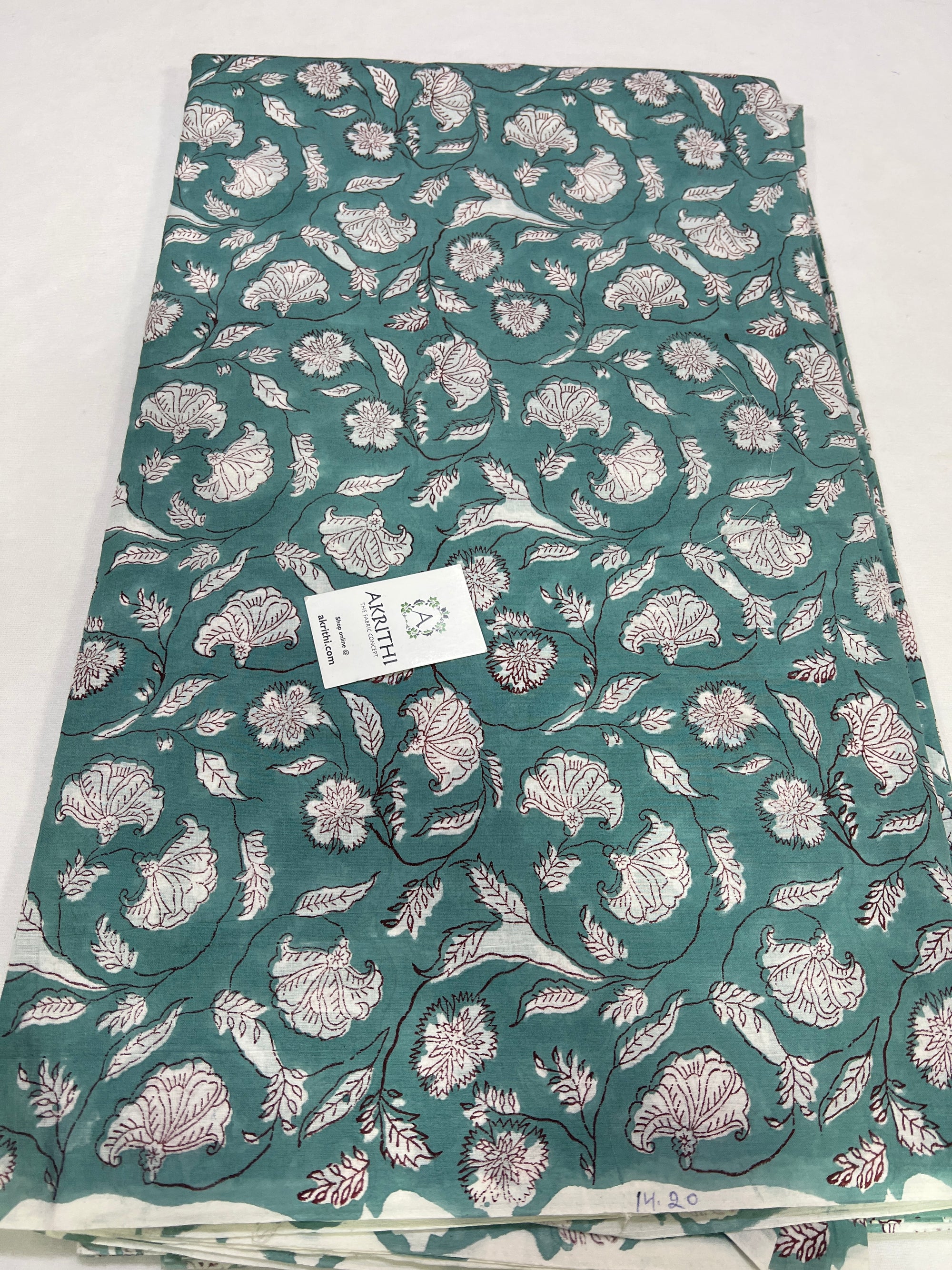 Hand block Printed pure mul cotton fabric