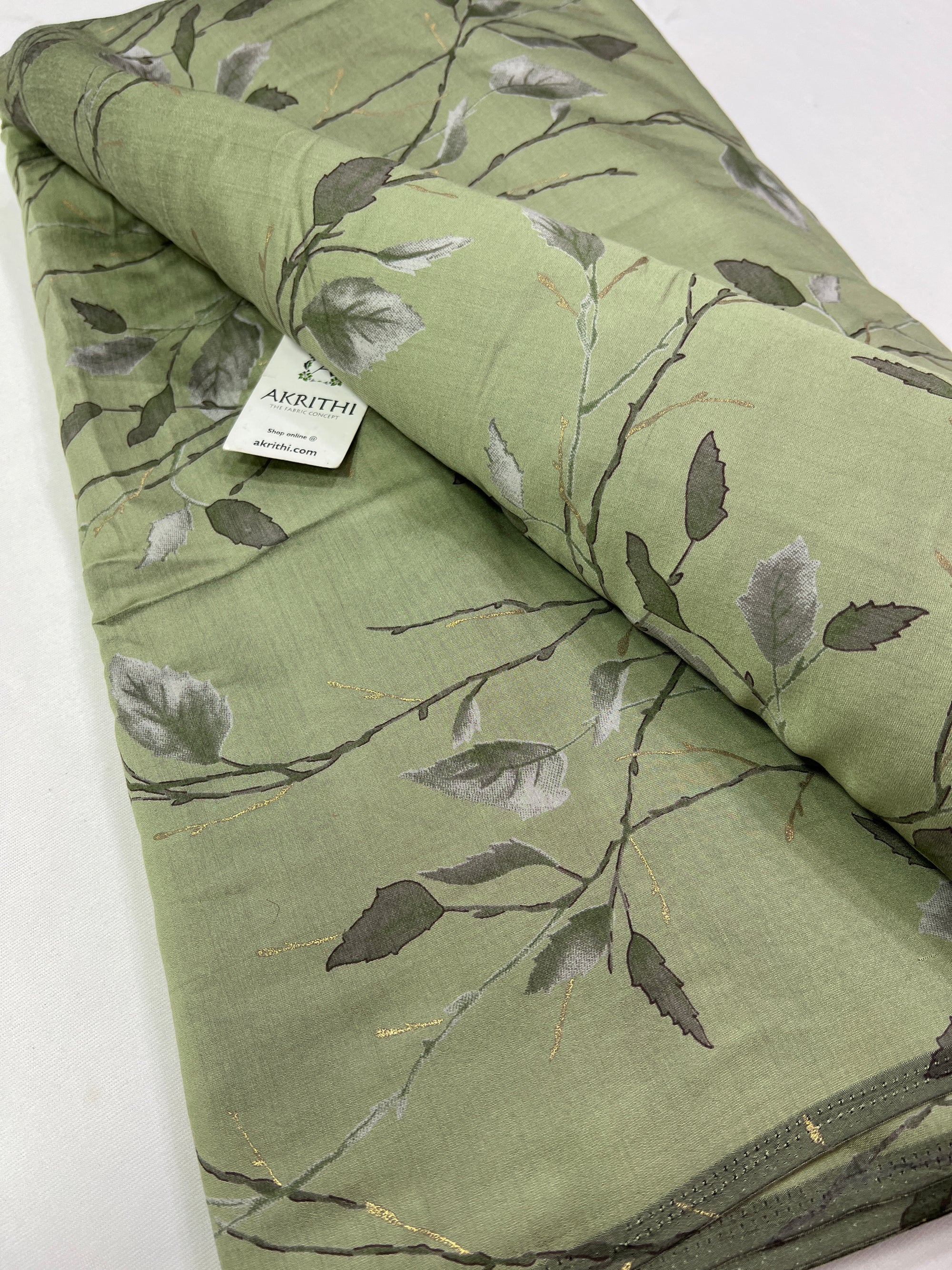 Digital printed silk fabric with foil