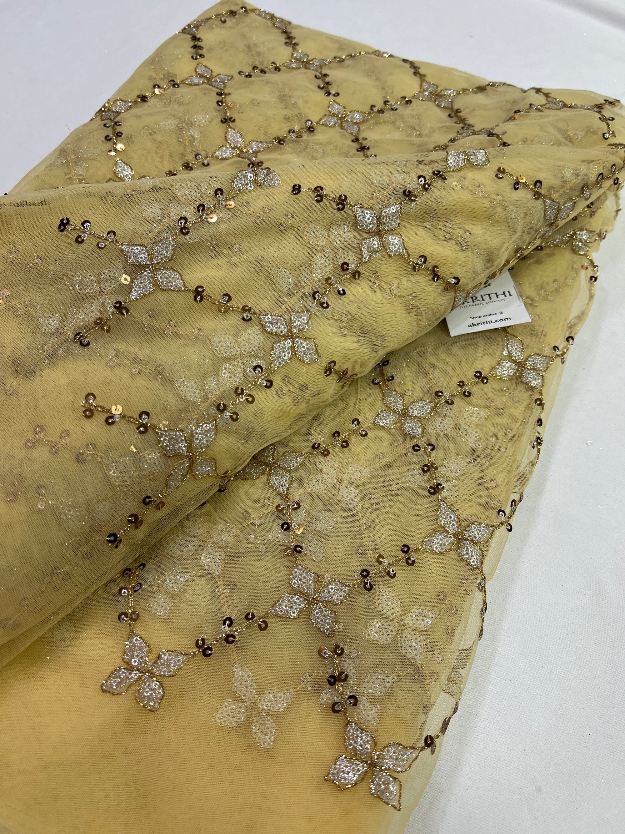 Embroidery on net fabric
