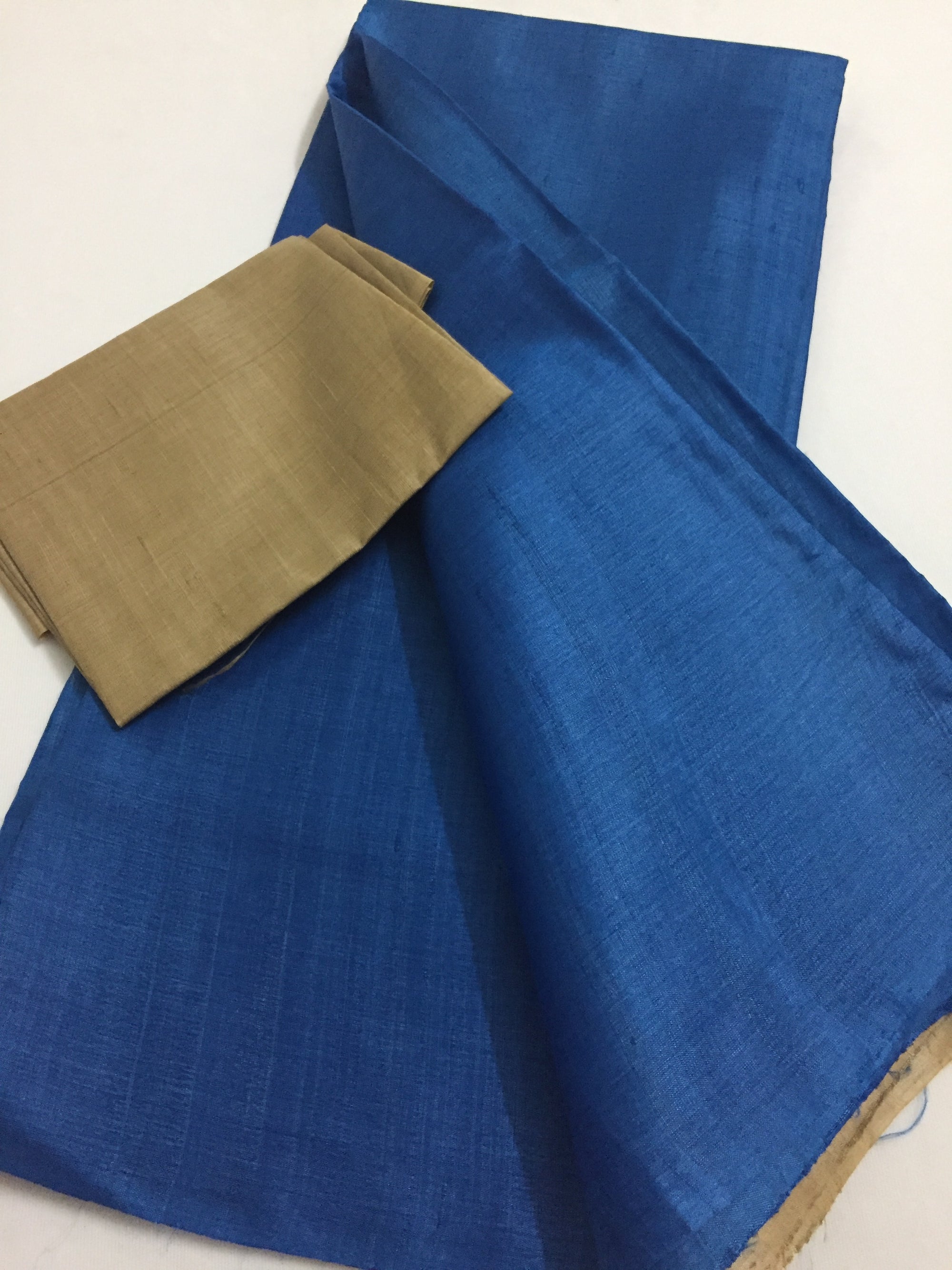 Handloom pure tussar silk saree with contrast blouse