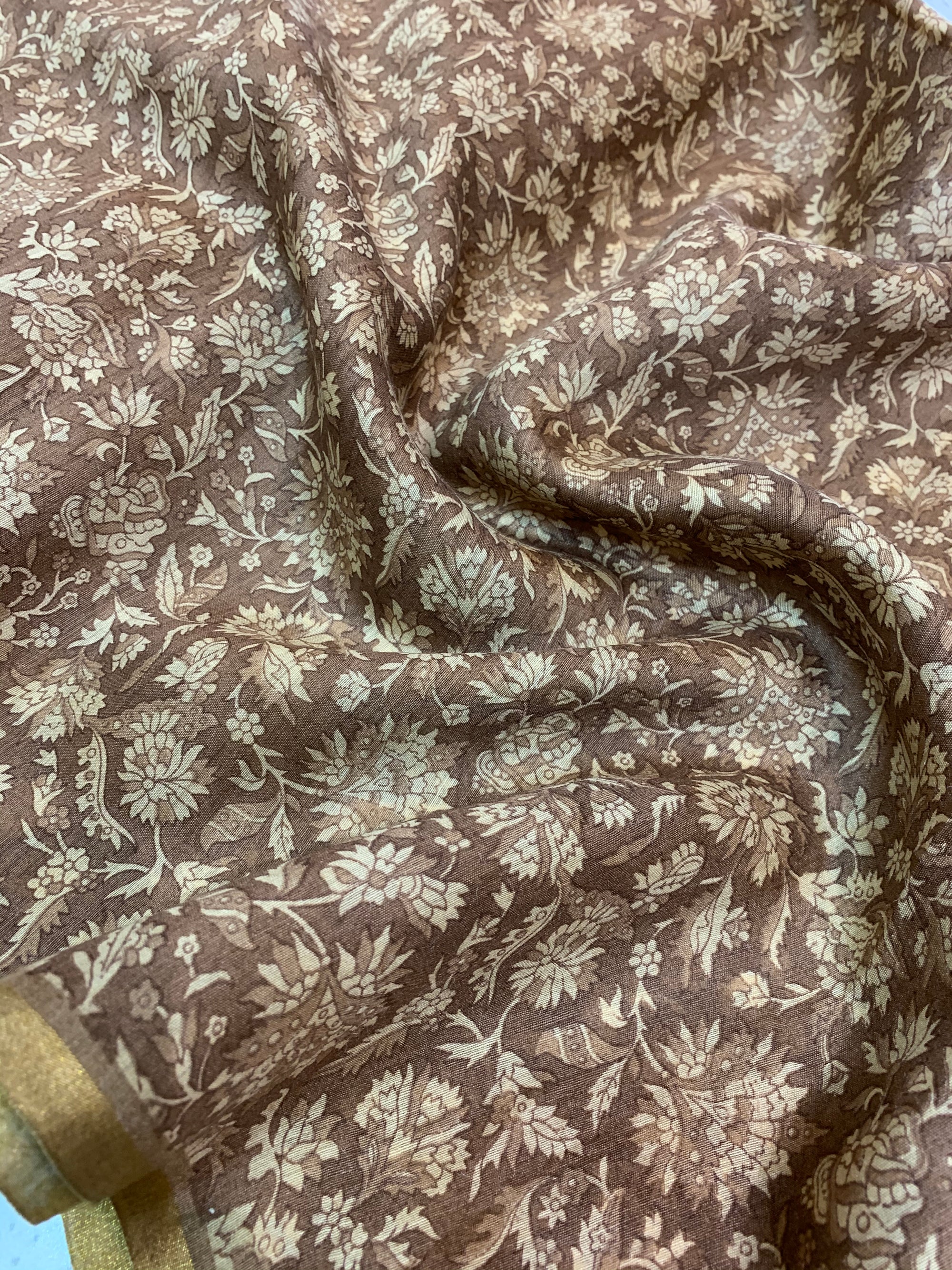 Printed handloom pure munga silk fabric