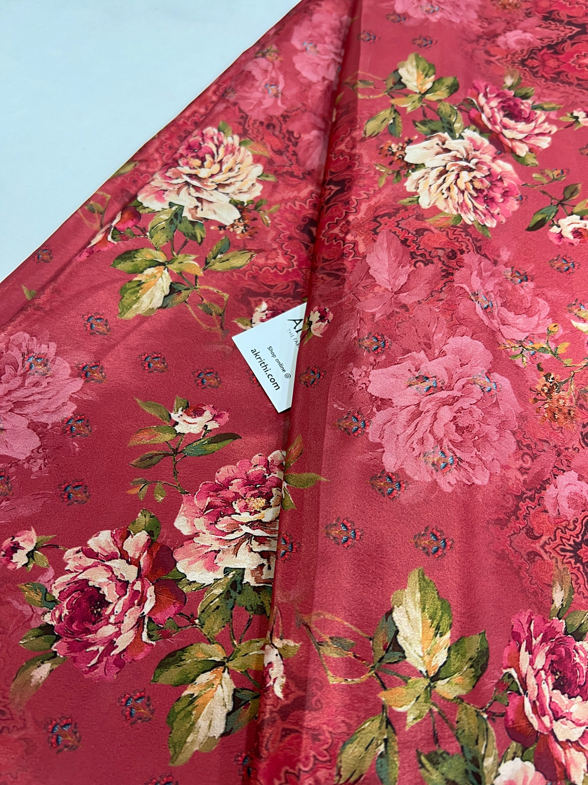 Digital floral printed crepe fabric