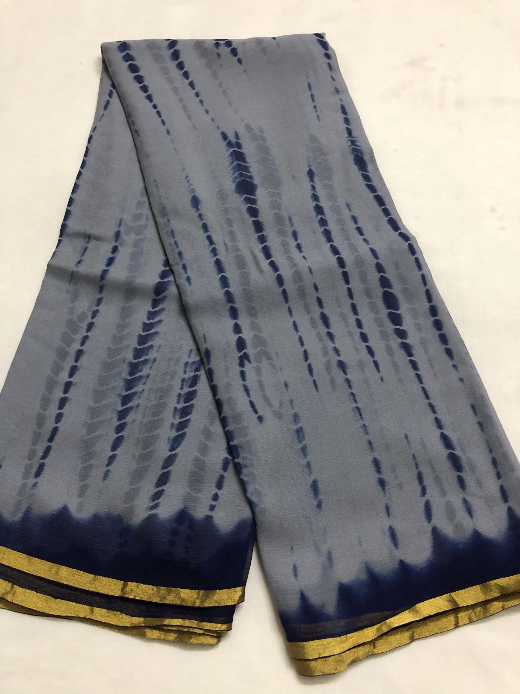 PURE CHIFFON SHIBORI TIE AND DYE SAREE