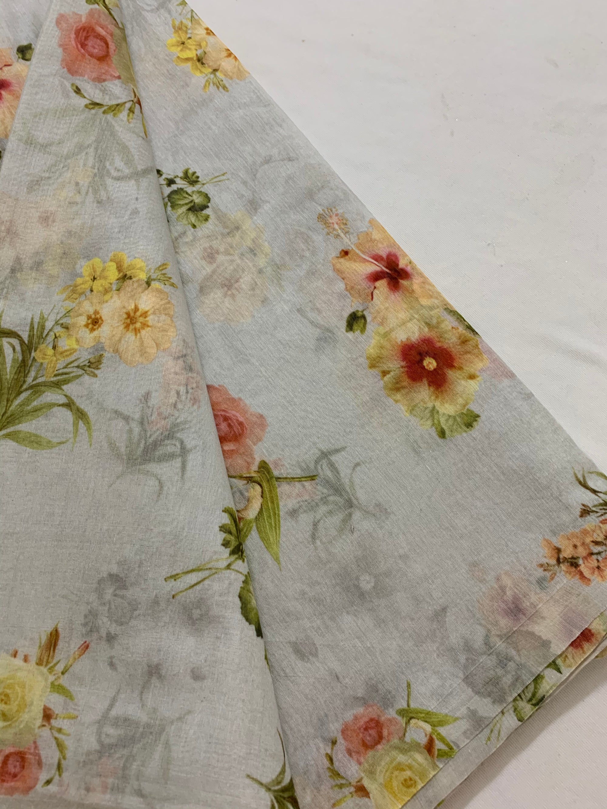 Floral Printed Pure silk cotton fabric