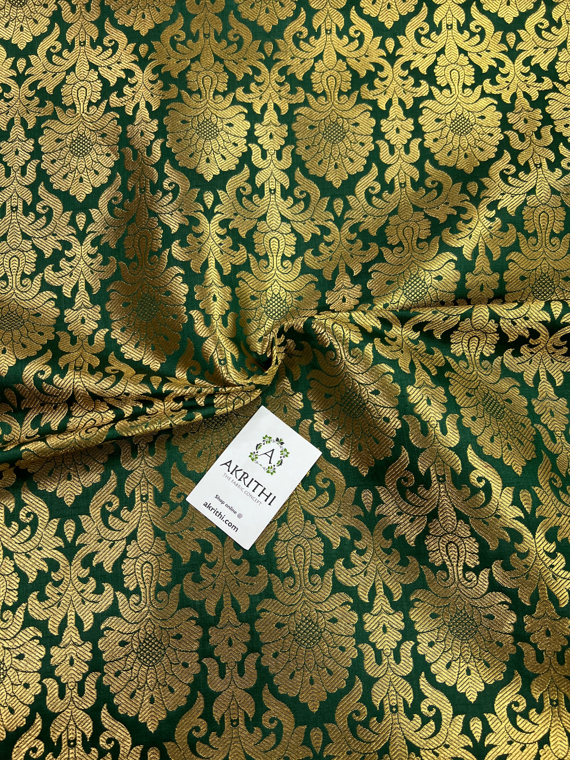 Banarasi brocade fabric Green