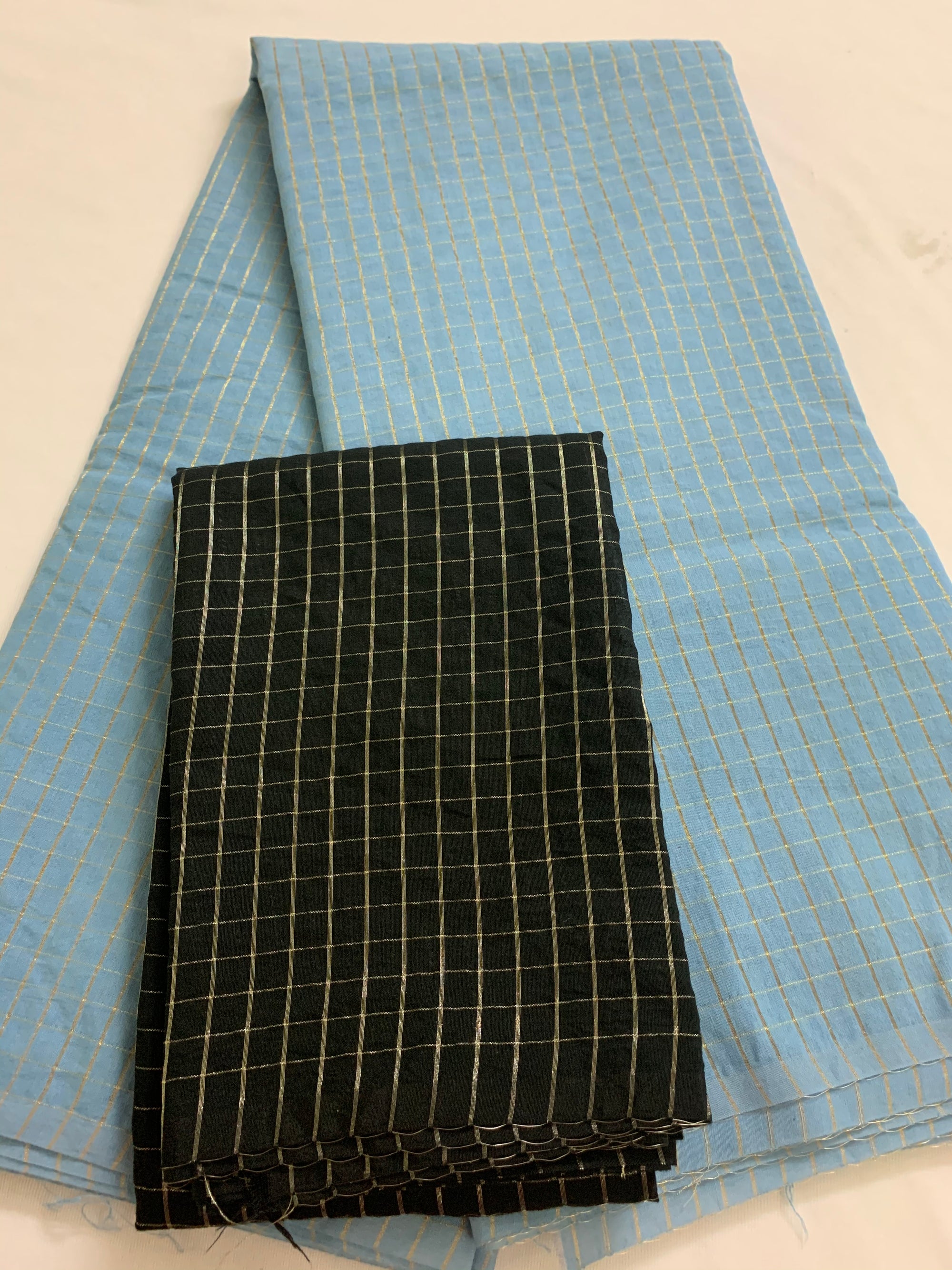 Silk cotton zari checks saree