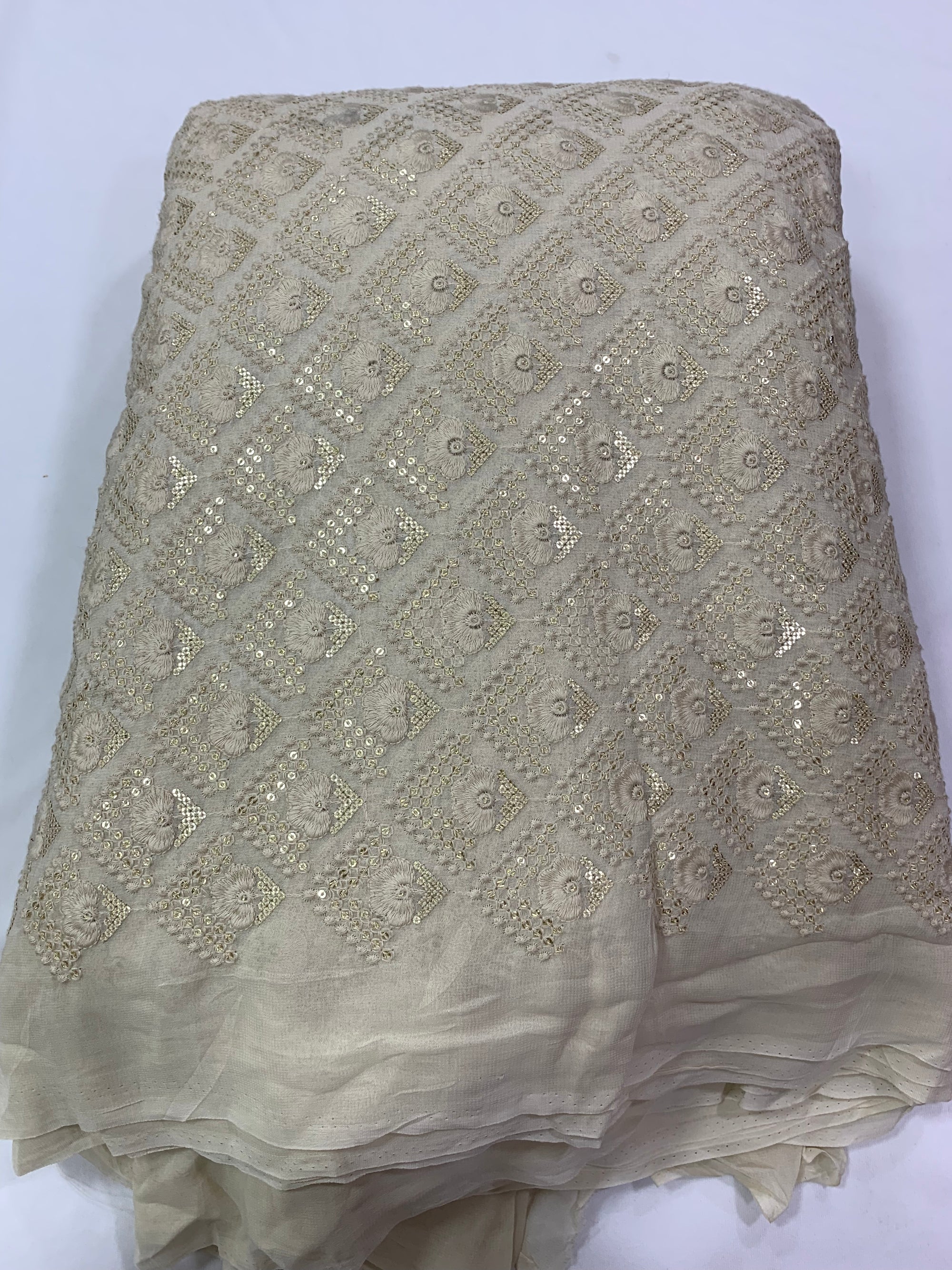 Embroidery on pure georgette fabric