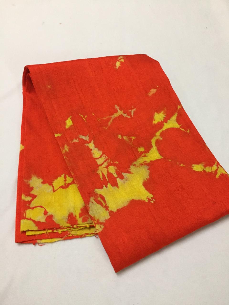 Shibori tie and dye pure raw silk fabric