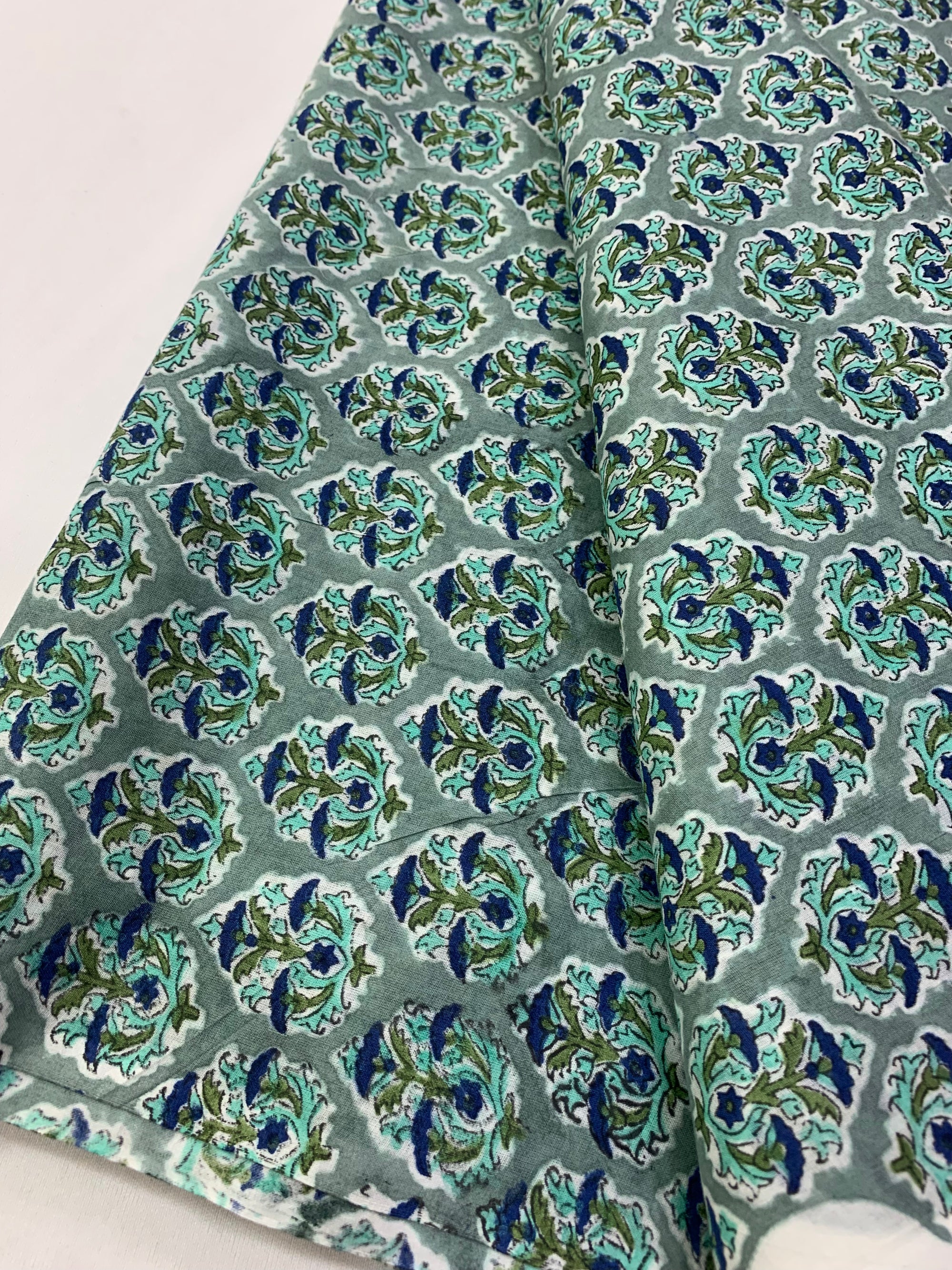 Hand Block Printed pure mul cotton fabric