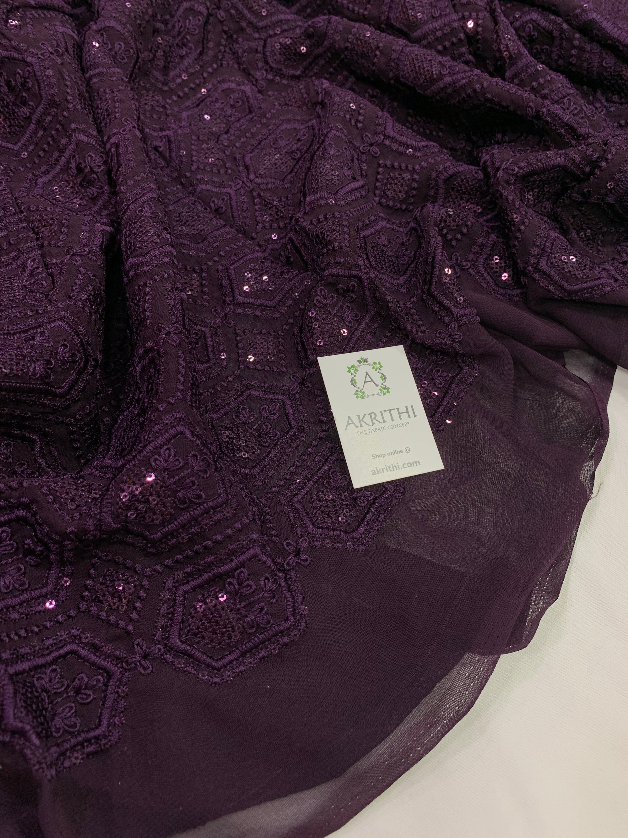 Embroidery on pure georgette fabric