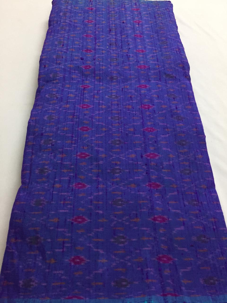 Handloom Ikat pure dupion raw silk kurta fabric