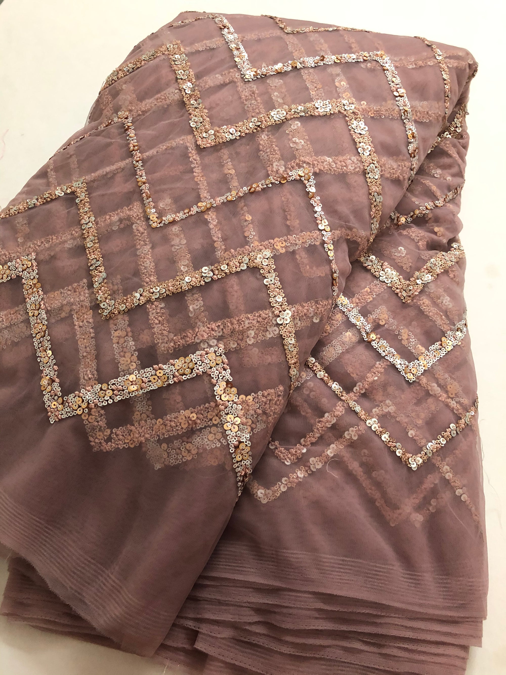 Embroidery on net fabric