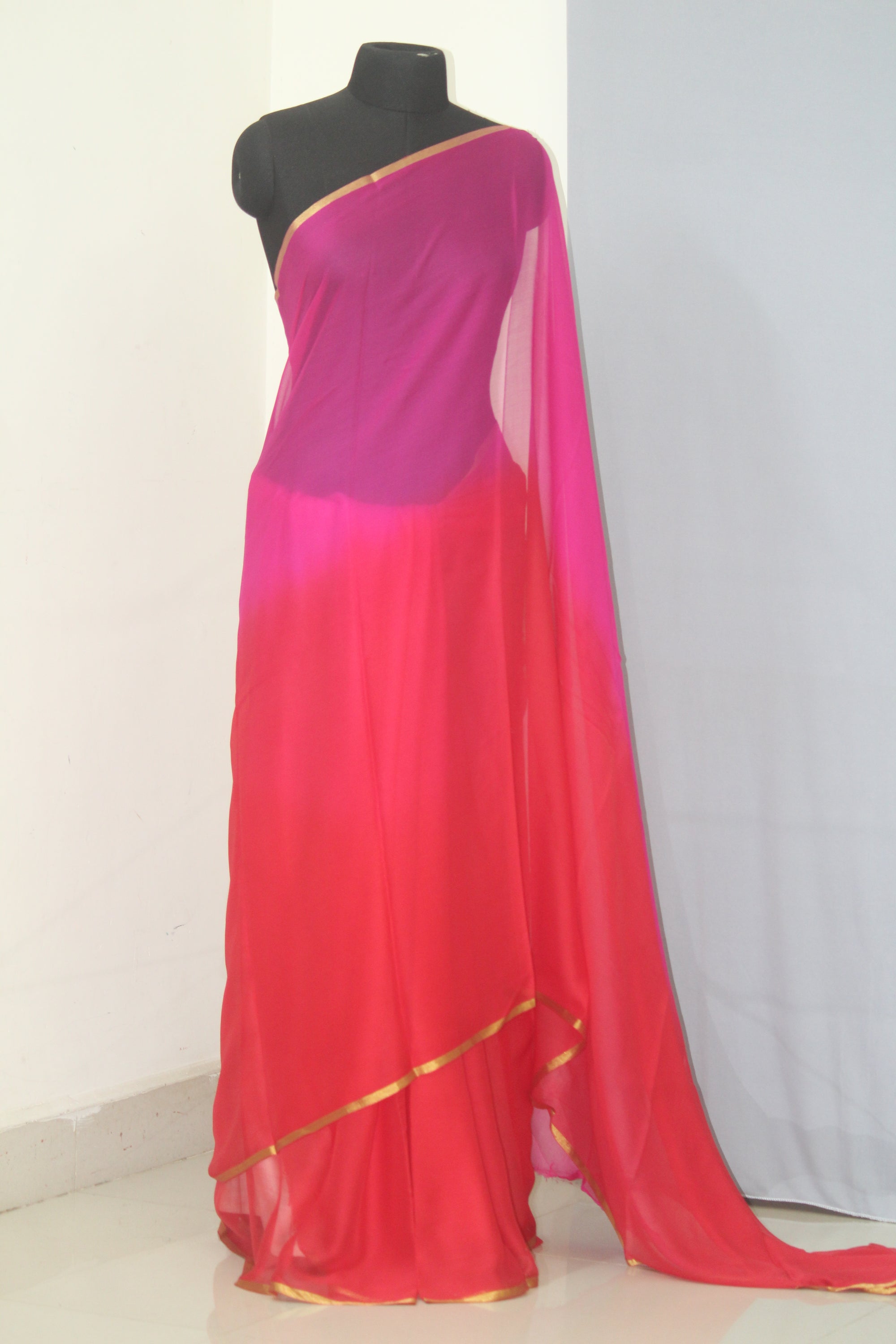 Pure silk chiffon saree