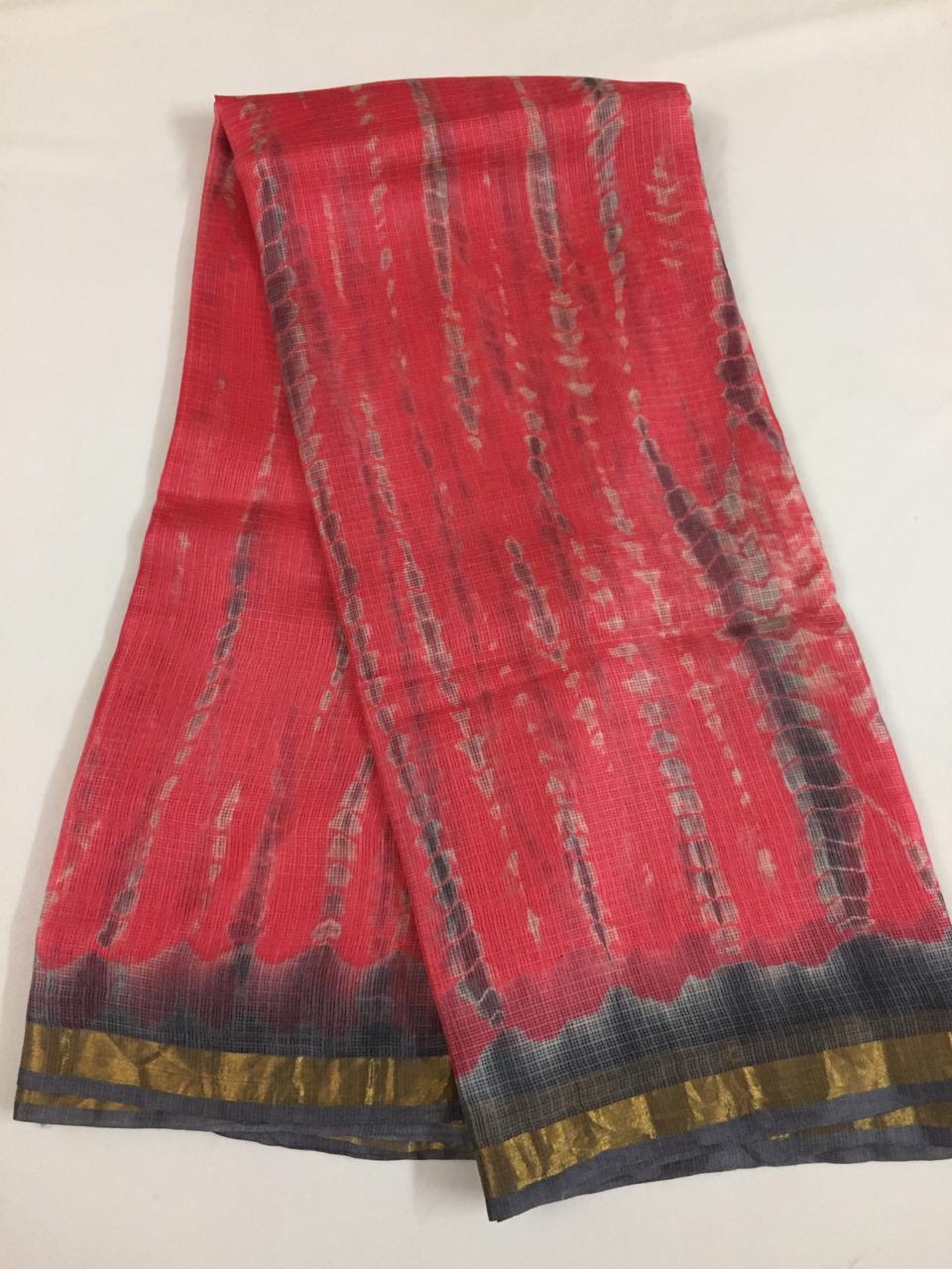 Tie and dye pure kota silk saree