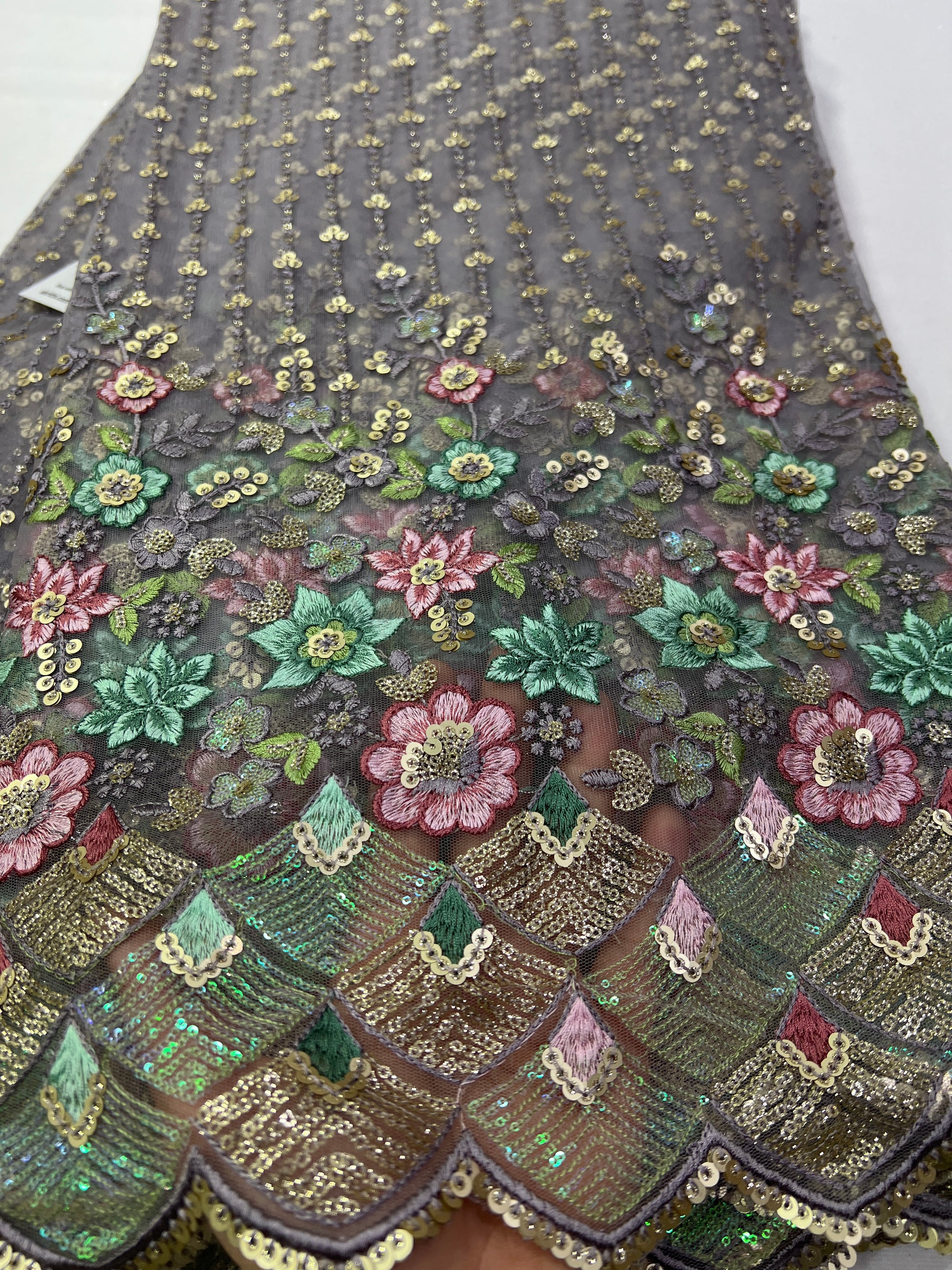 Embroidery on net fabric