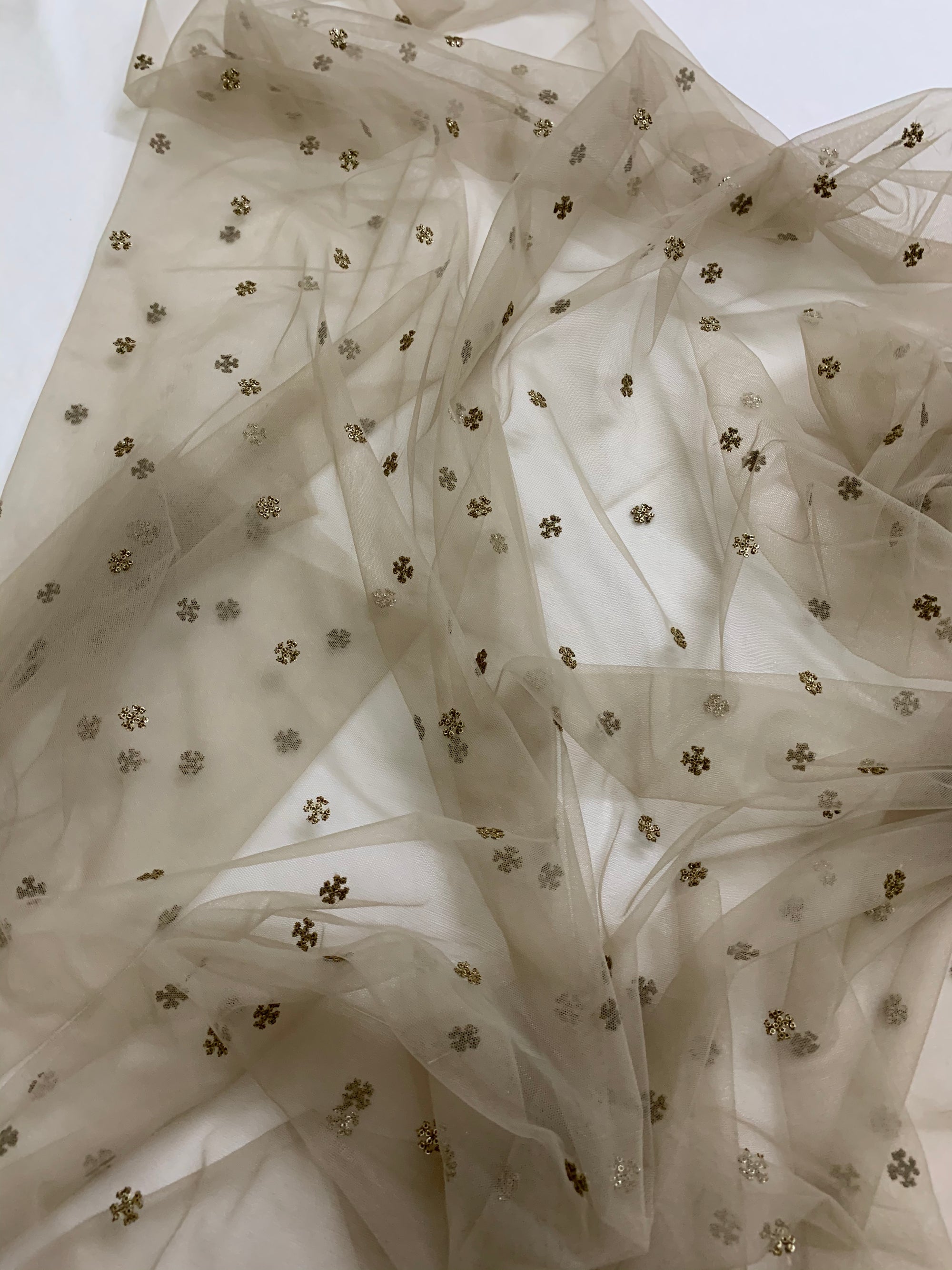 Embroidery on net fabric 1.2 metres cut