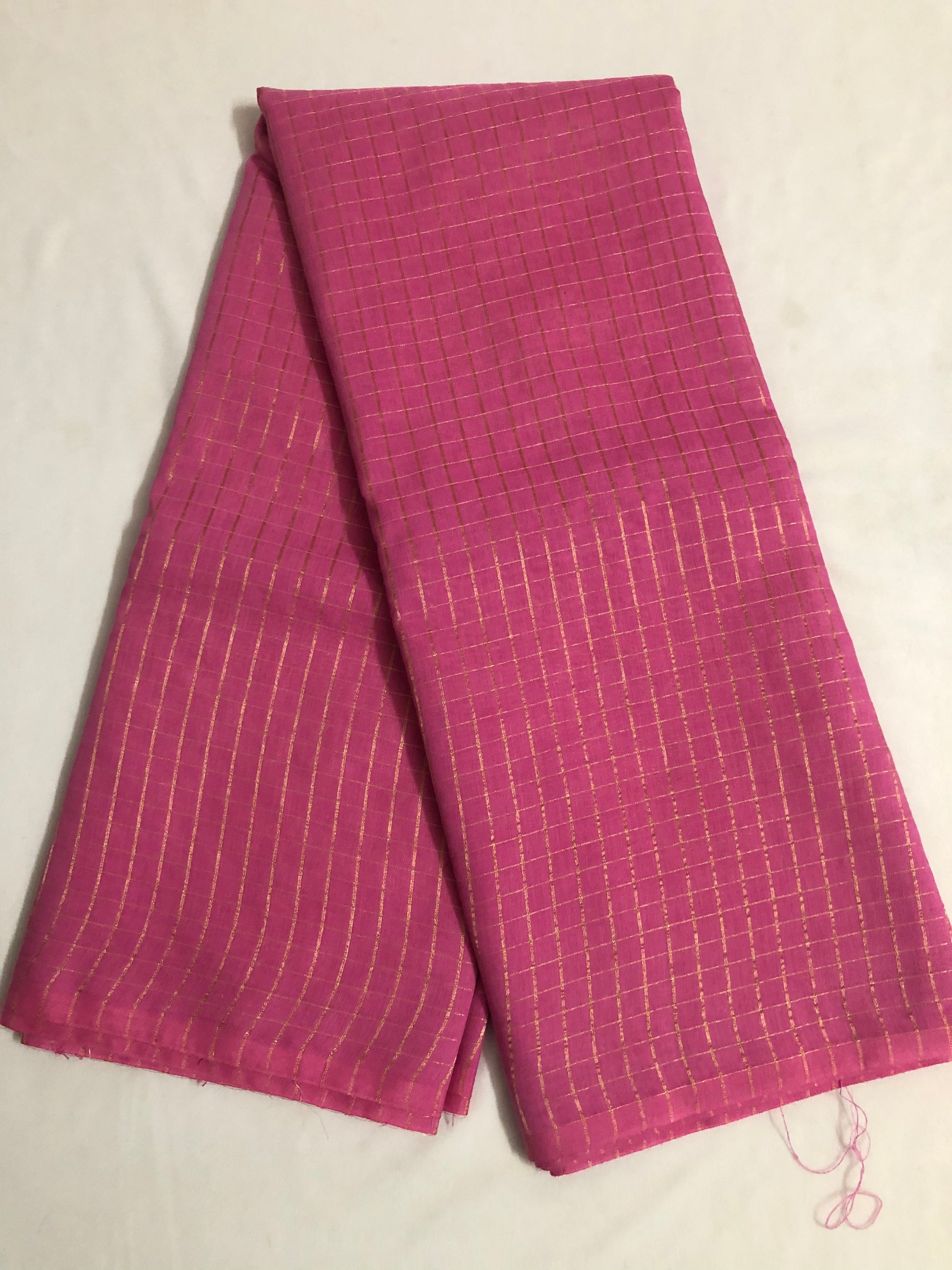 Silk cotton zari checks saree