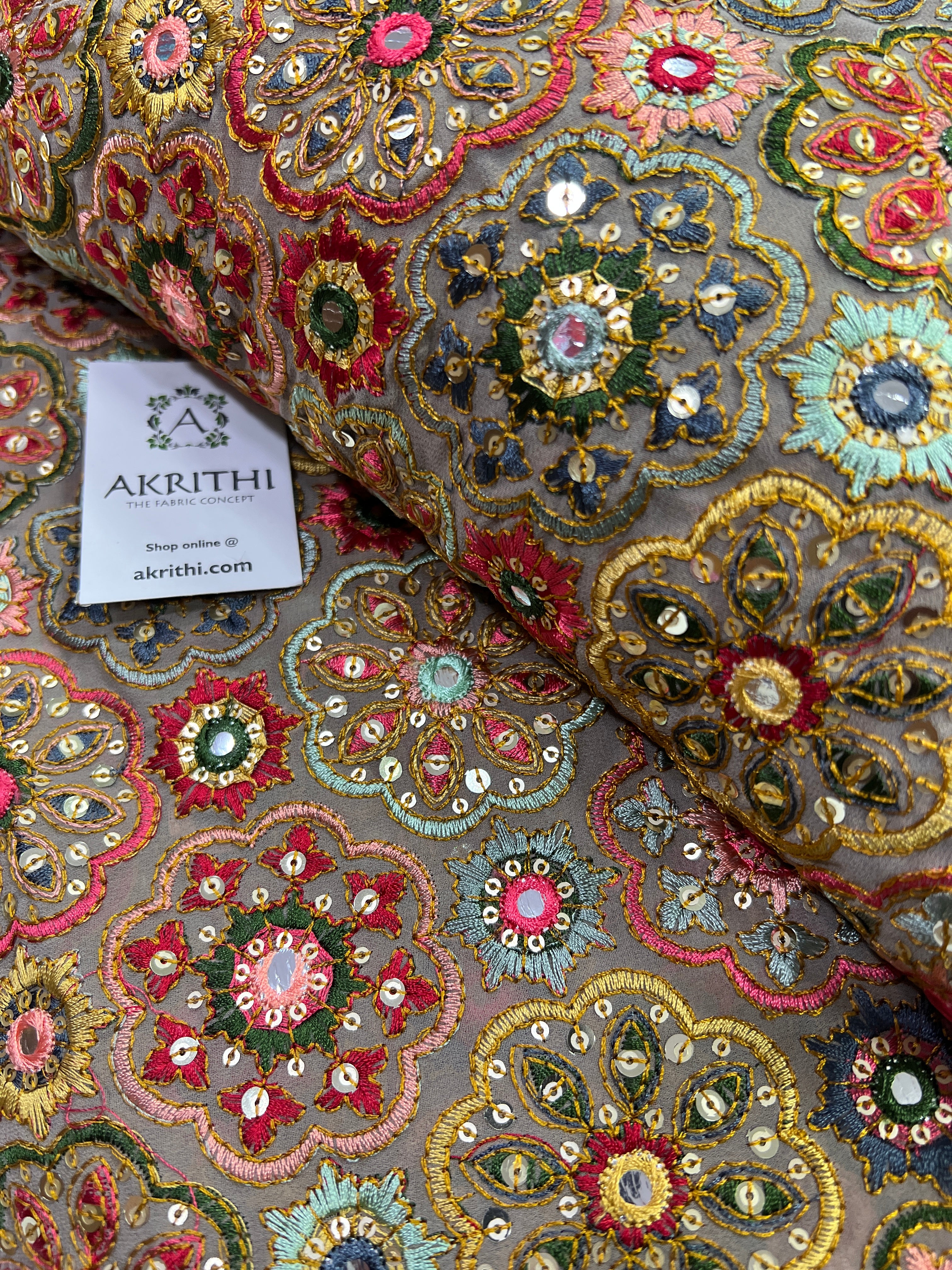 Buy embroidery fabric  Embroidered designer fabrics online – Akrithi