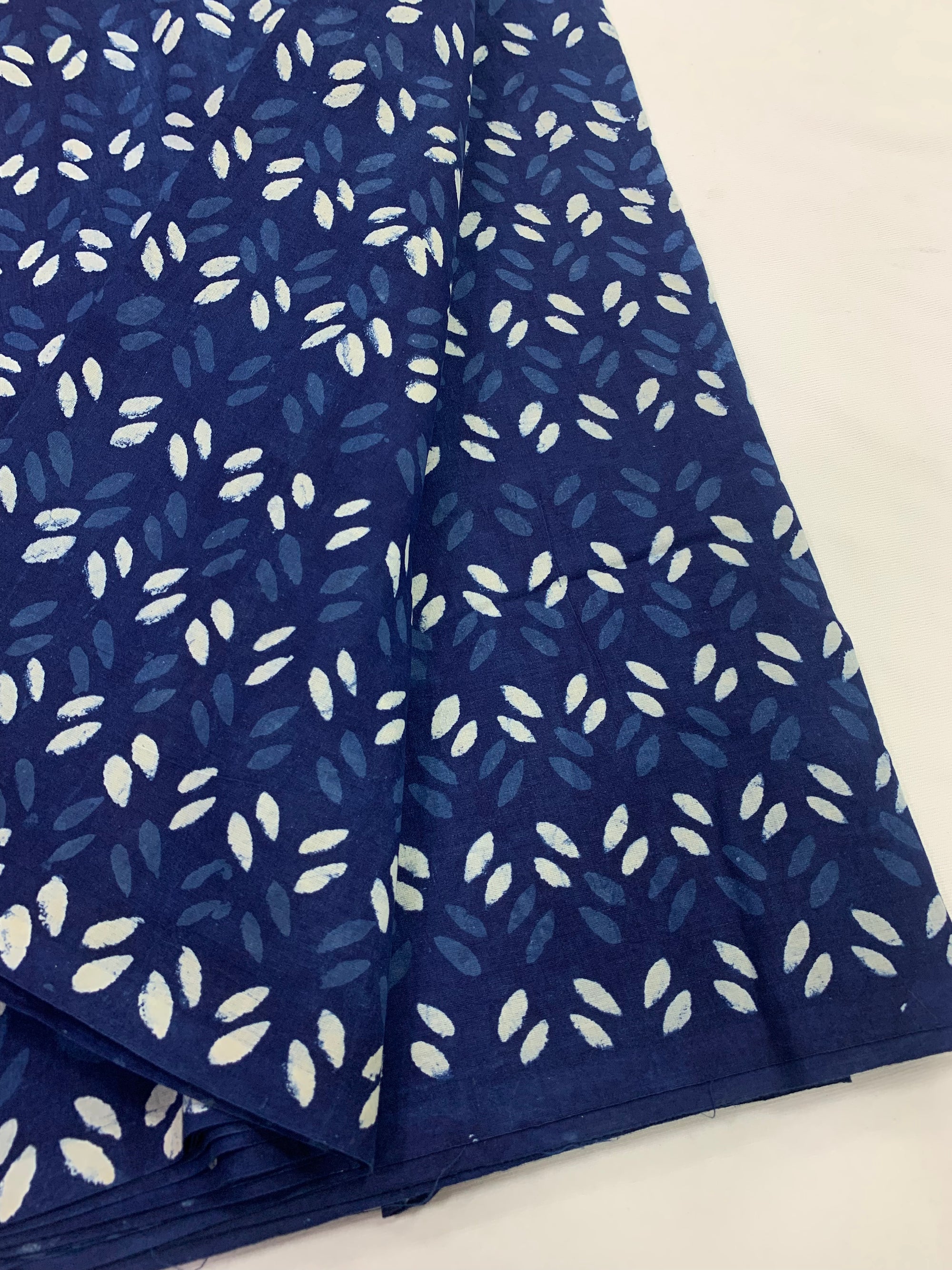 Indigo hand block pure cotton fabric 40 cms cut