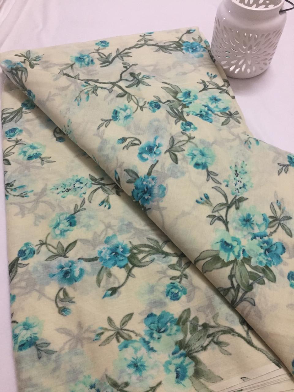 Printed mul cotton fabric