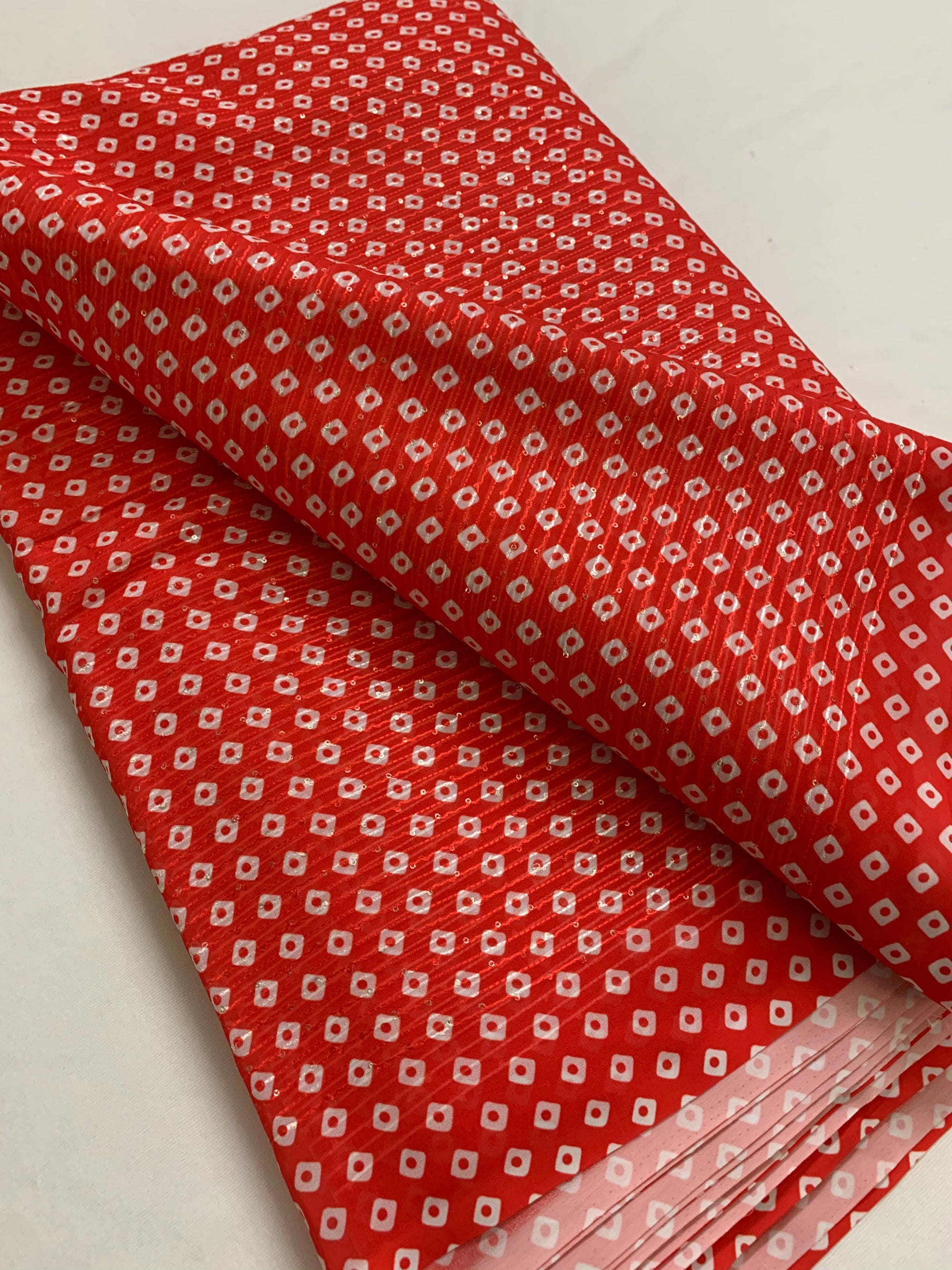 Embroidery on bandhani georgette fabric