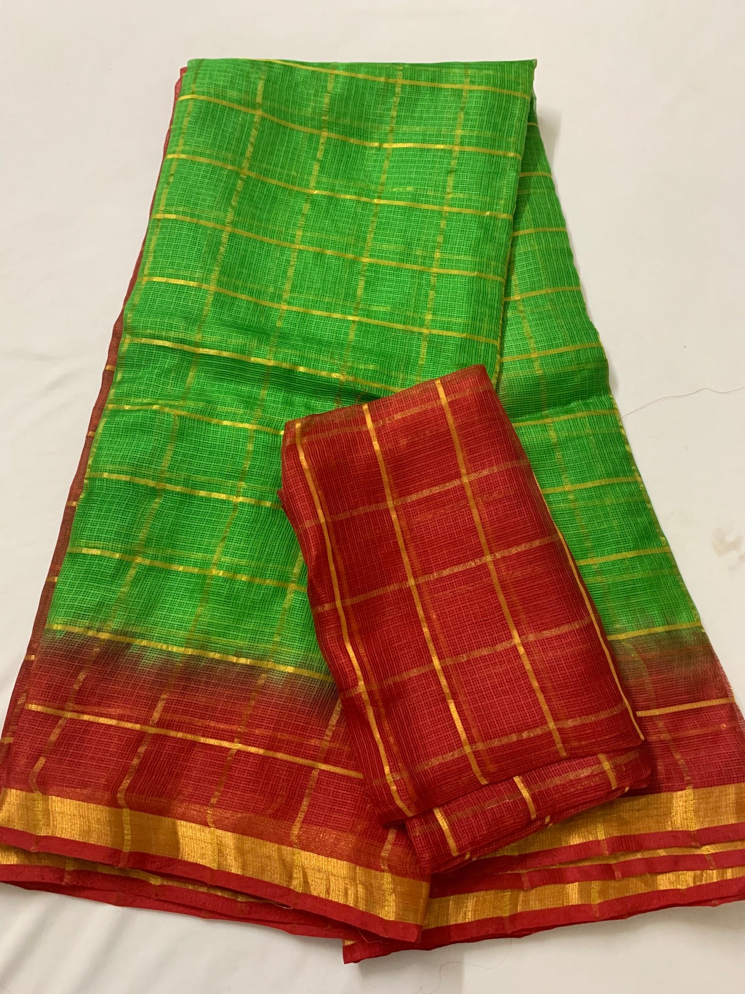 Pure kota silk saree with zari checks