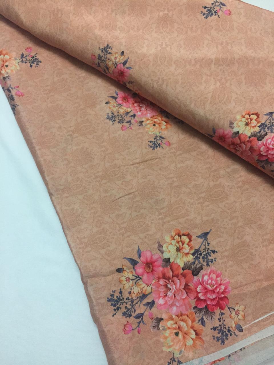 Digital floral printed crepe fabric