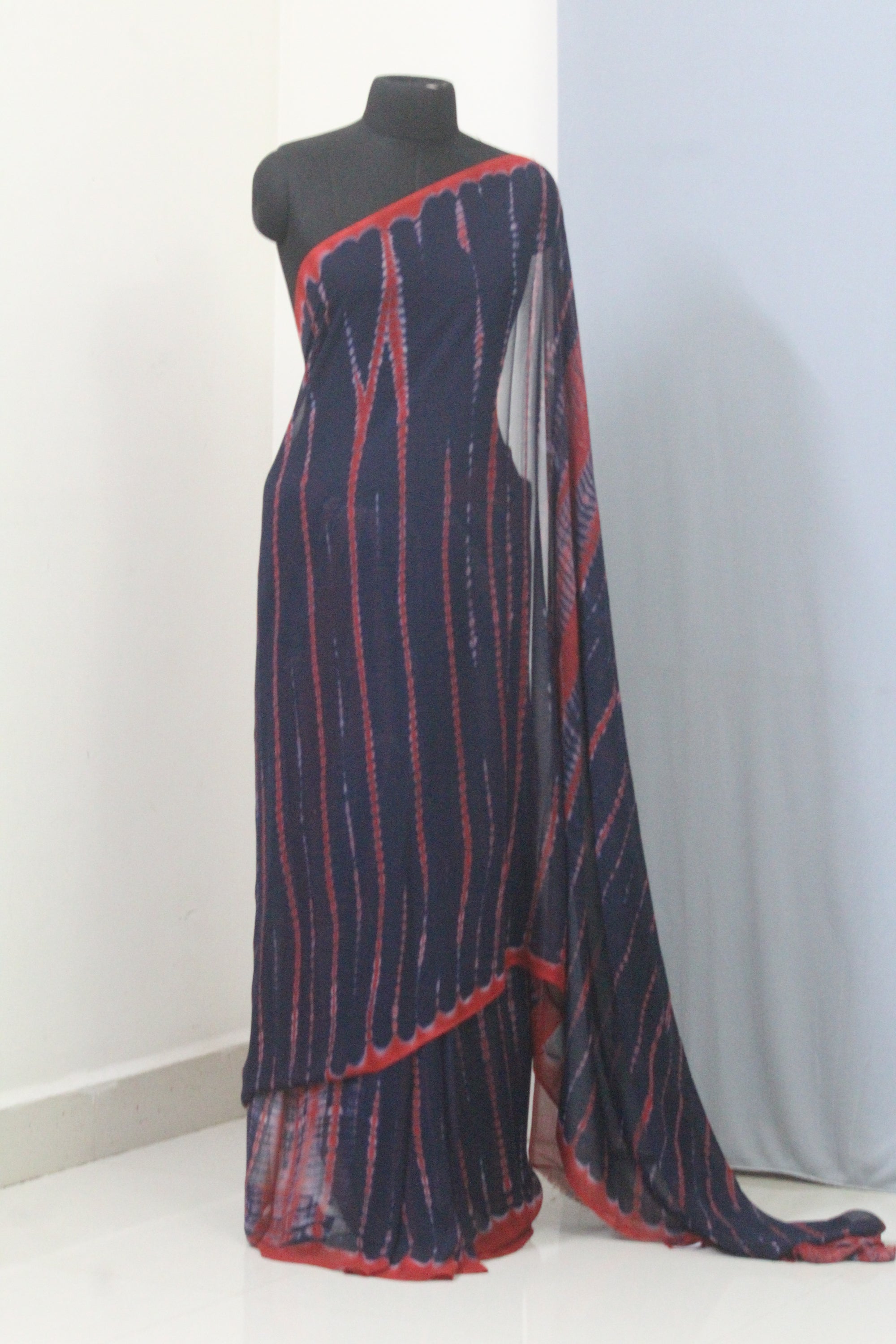 Shibori tie and dye georgette saree