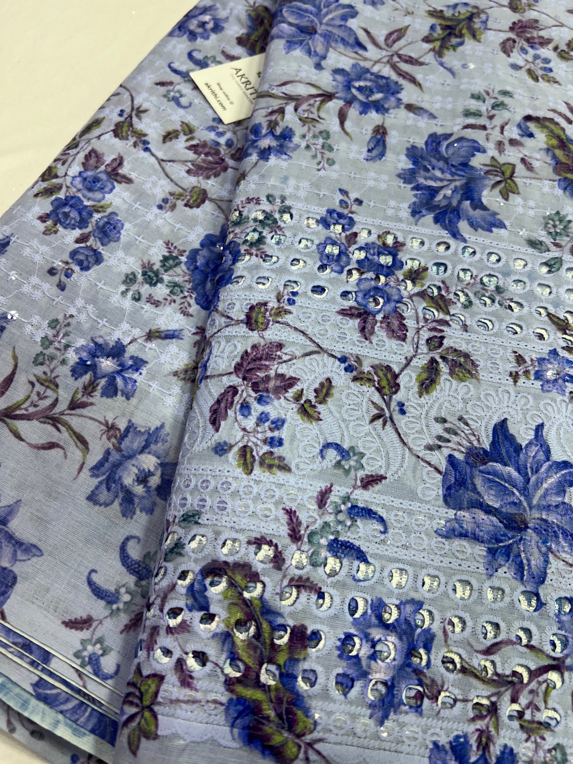 Hakoba printed Cotton schiffli fabric