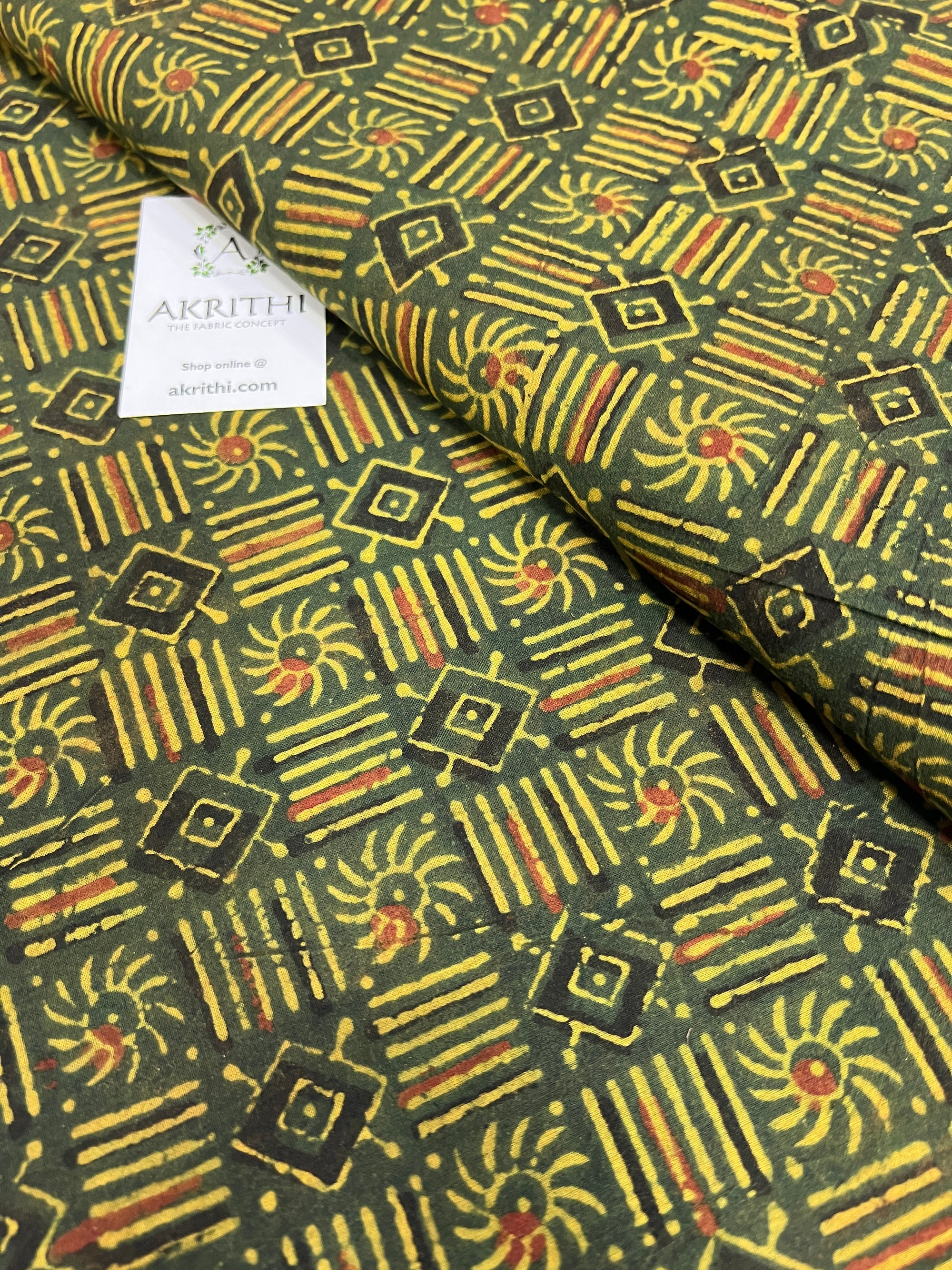 Hand block Printed ajrakh pure cotton fabric