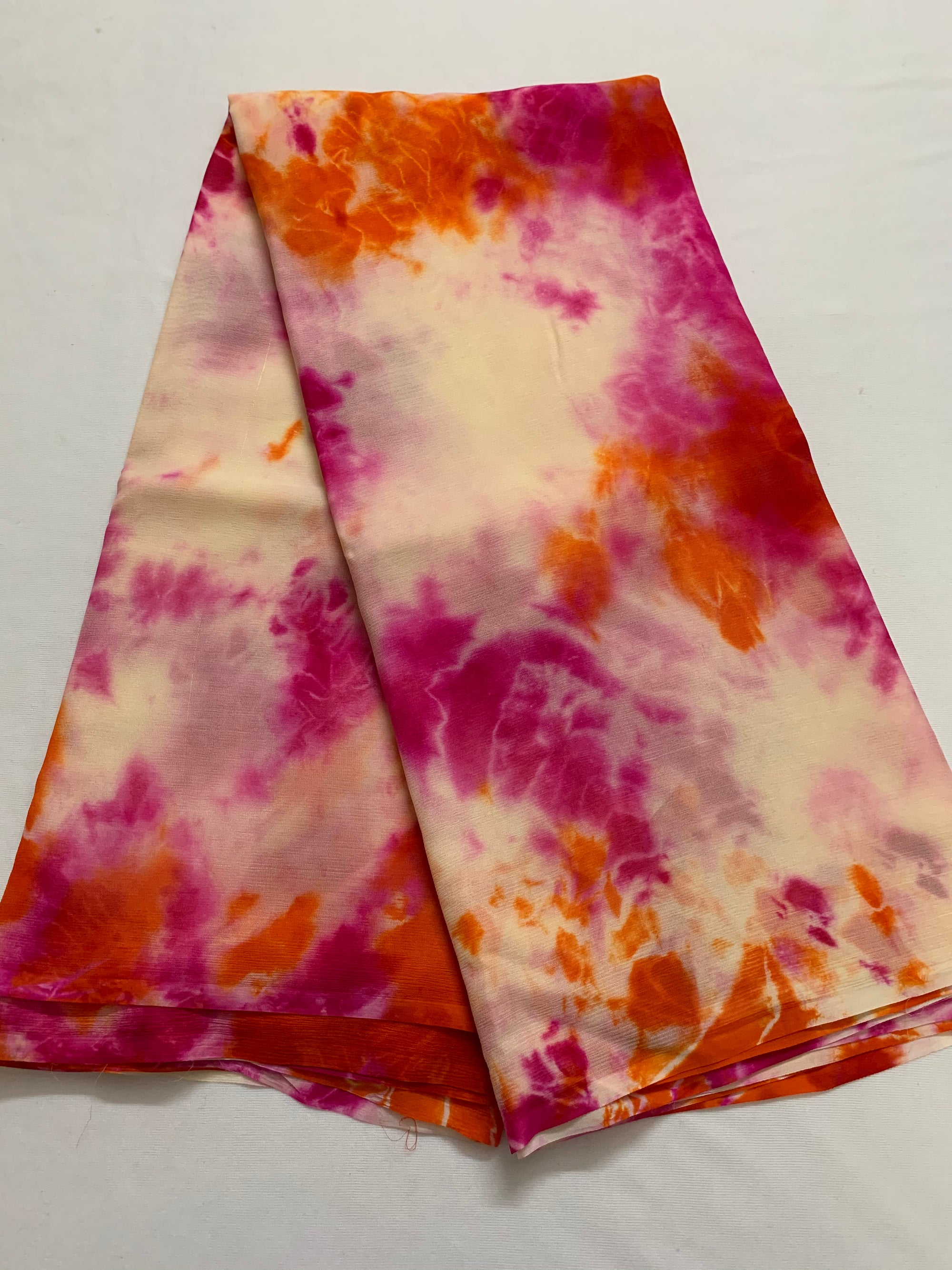 PURE SILK PLATINUM CHIFFON SHIBORI TIE AND DYE SAREE
