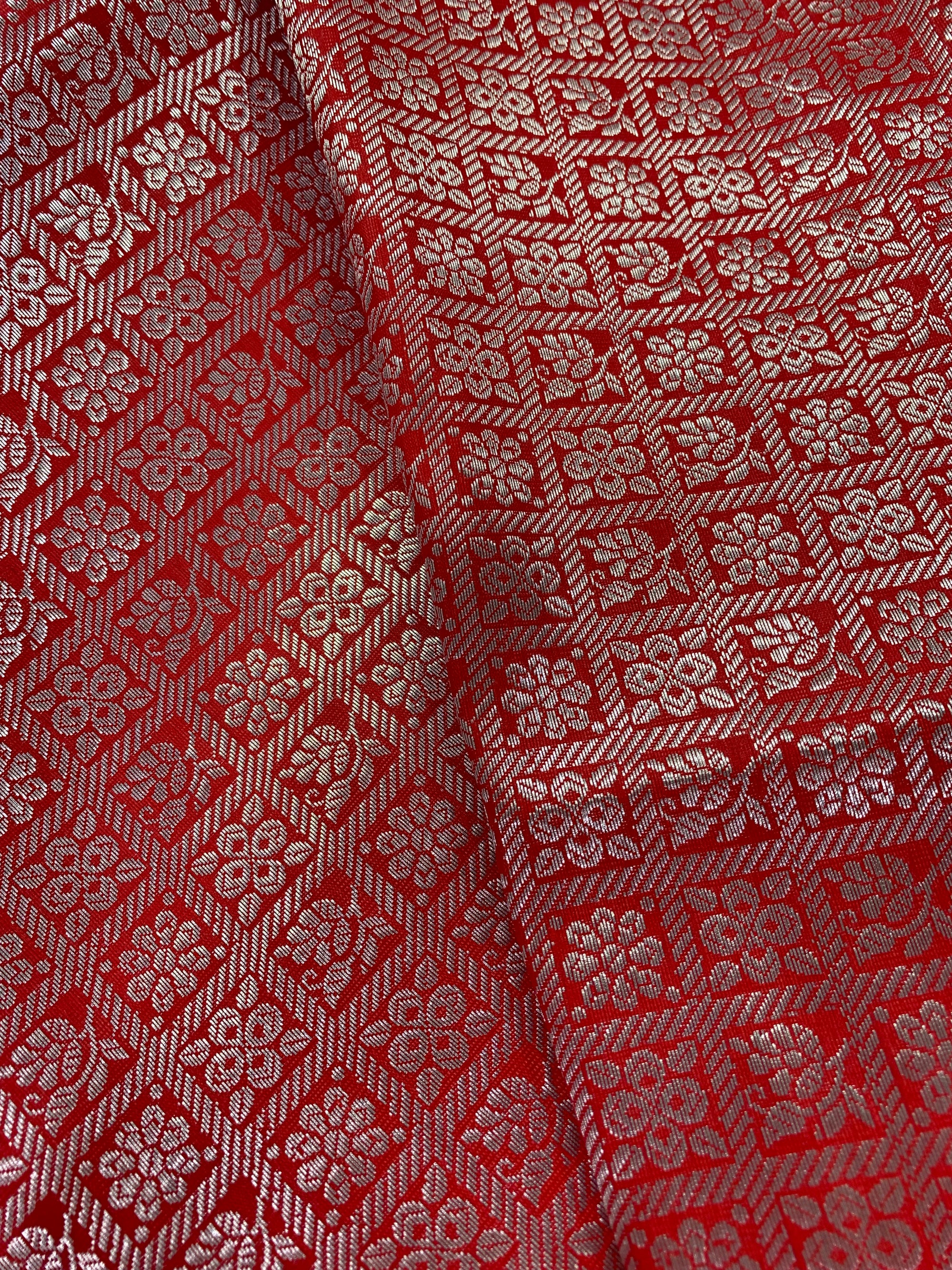 Banarasi brocade fabric with silver zari