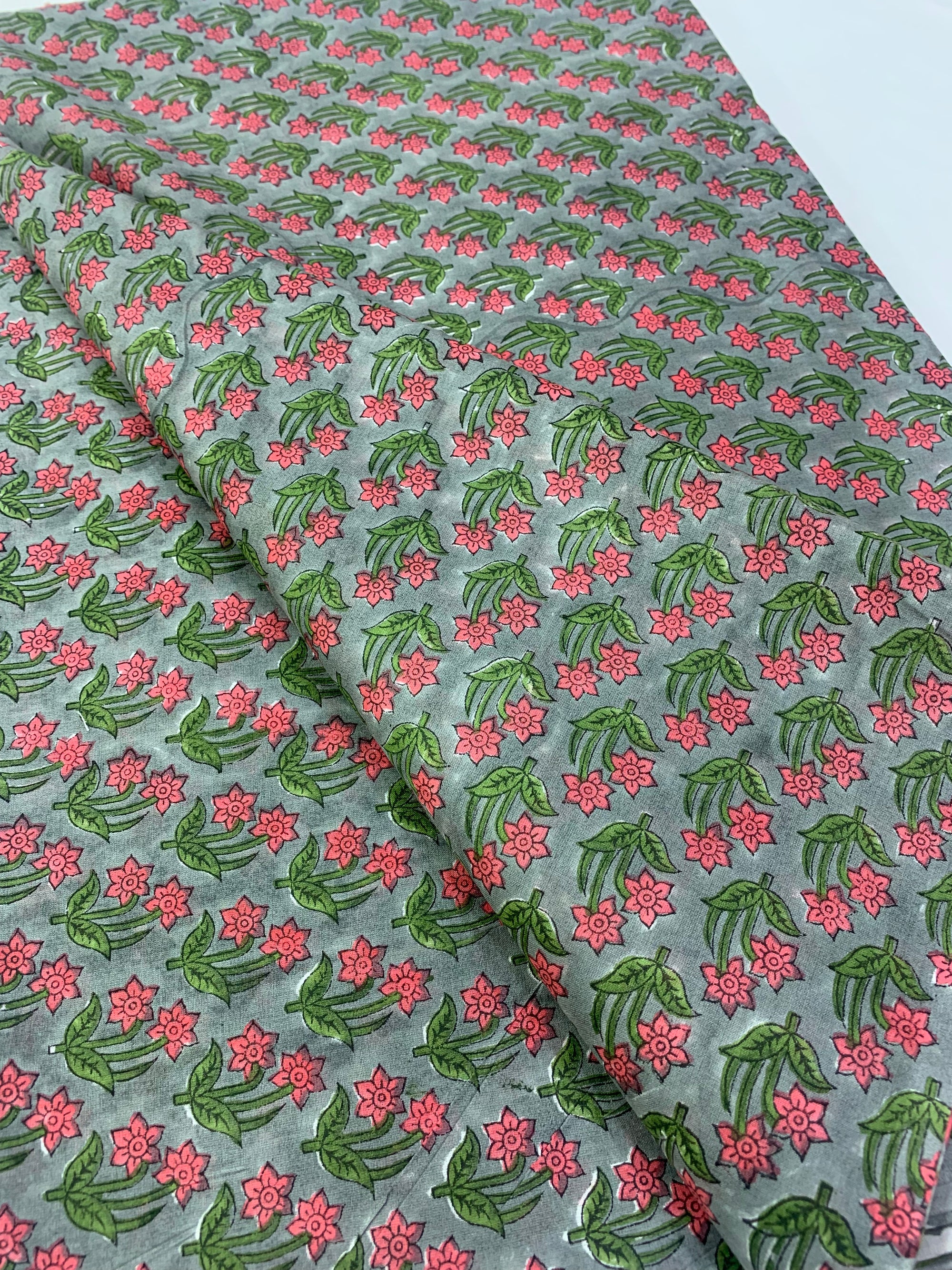 Hand Block Printed pure mul cotton fabric