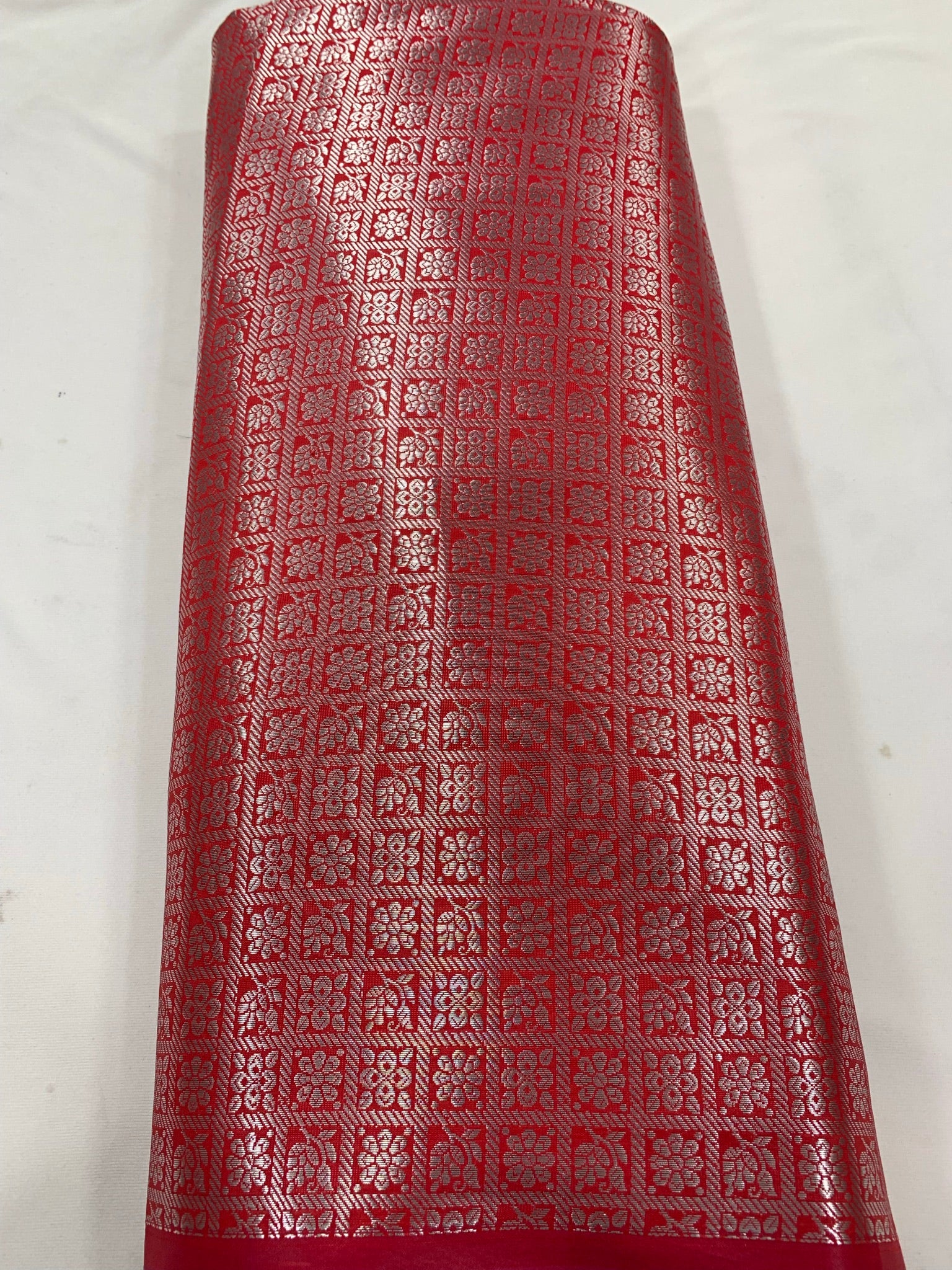 Banarasi brocade fabric with silver zari