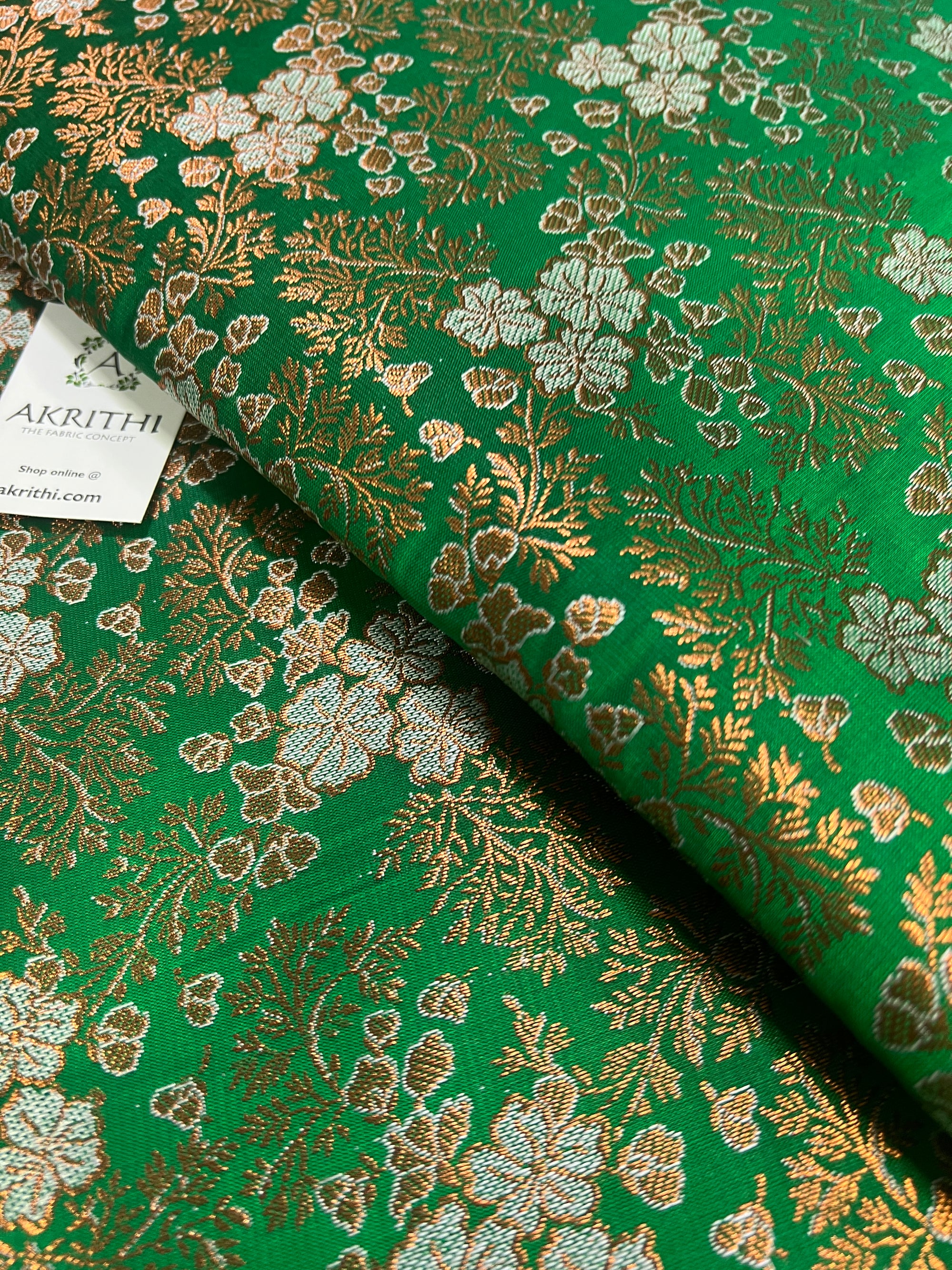 Banarasi brocade fabric with copper zari