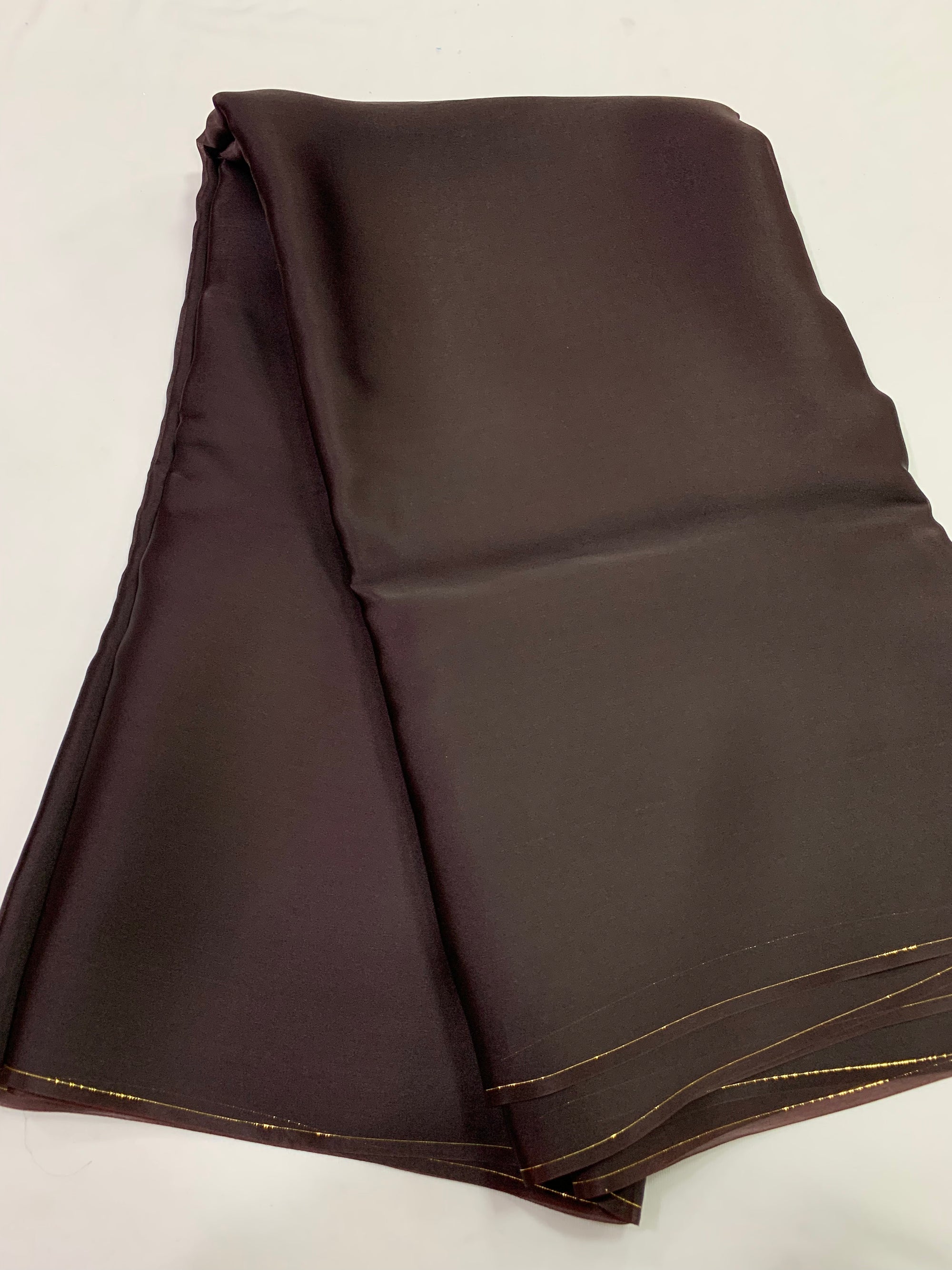 Pure silk satin organza brown saree