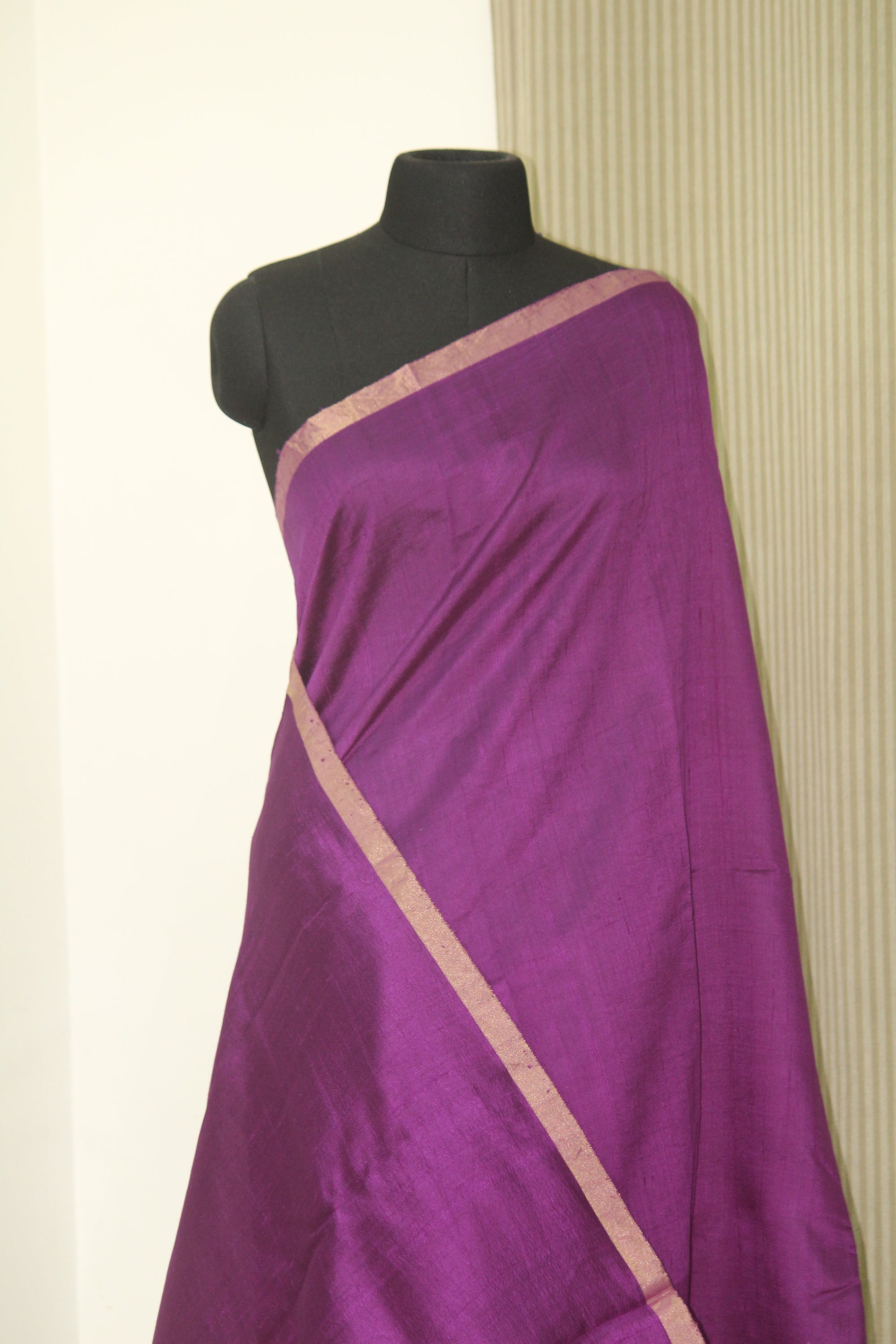 Pure raw silk saree with zari border