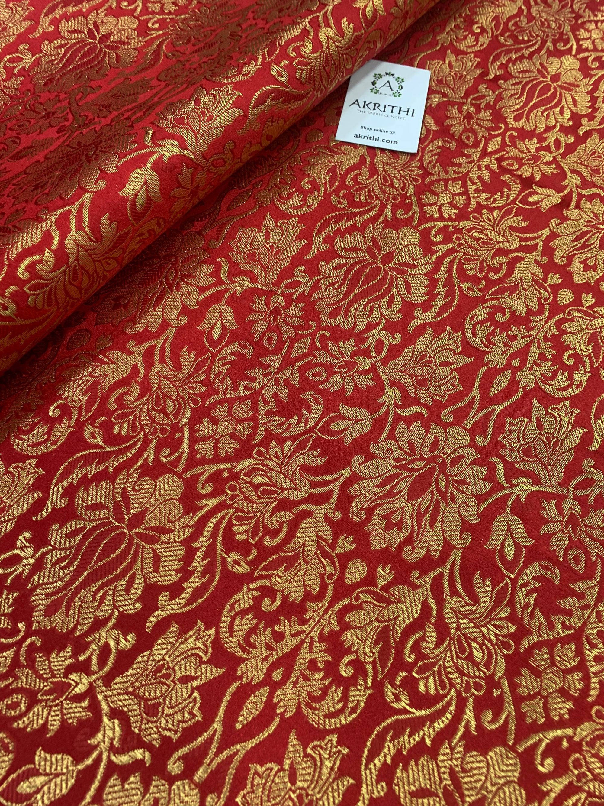 Banarasi brocade fabric red