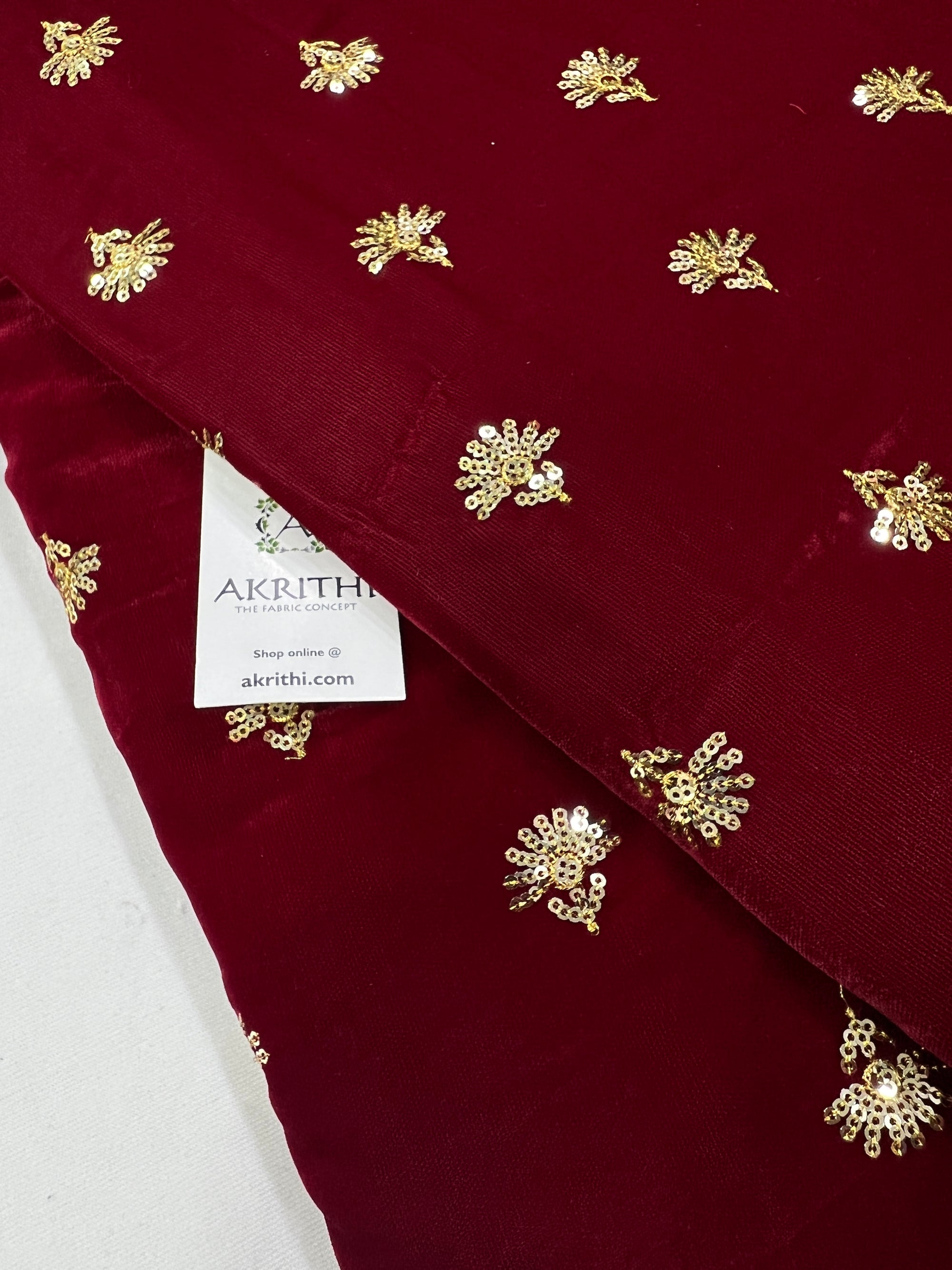 Embroidery on micro velvet fabric