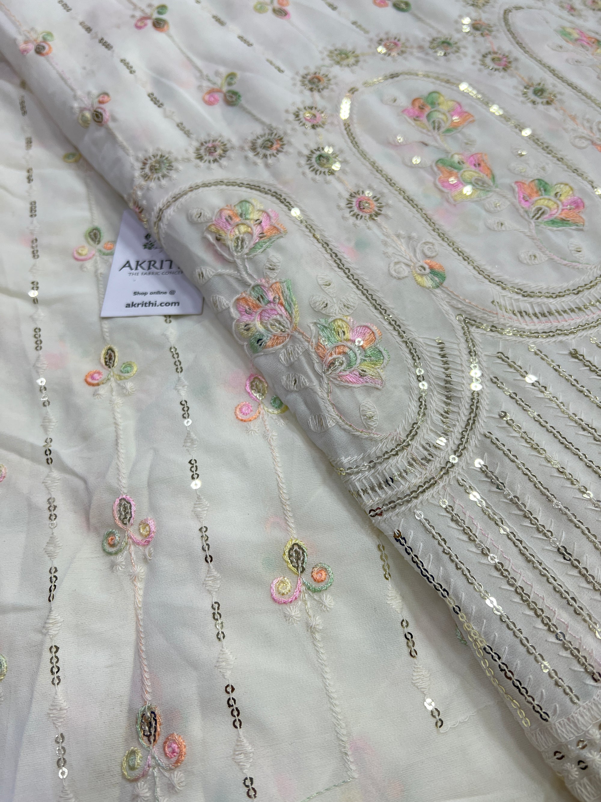 Embroidery on georgette fabric