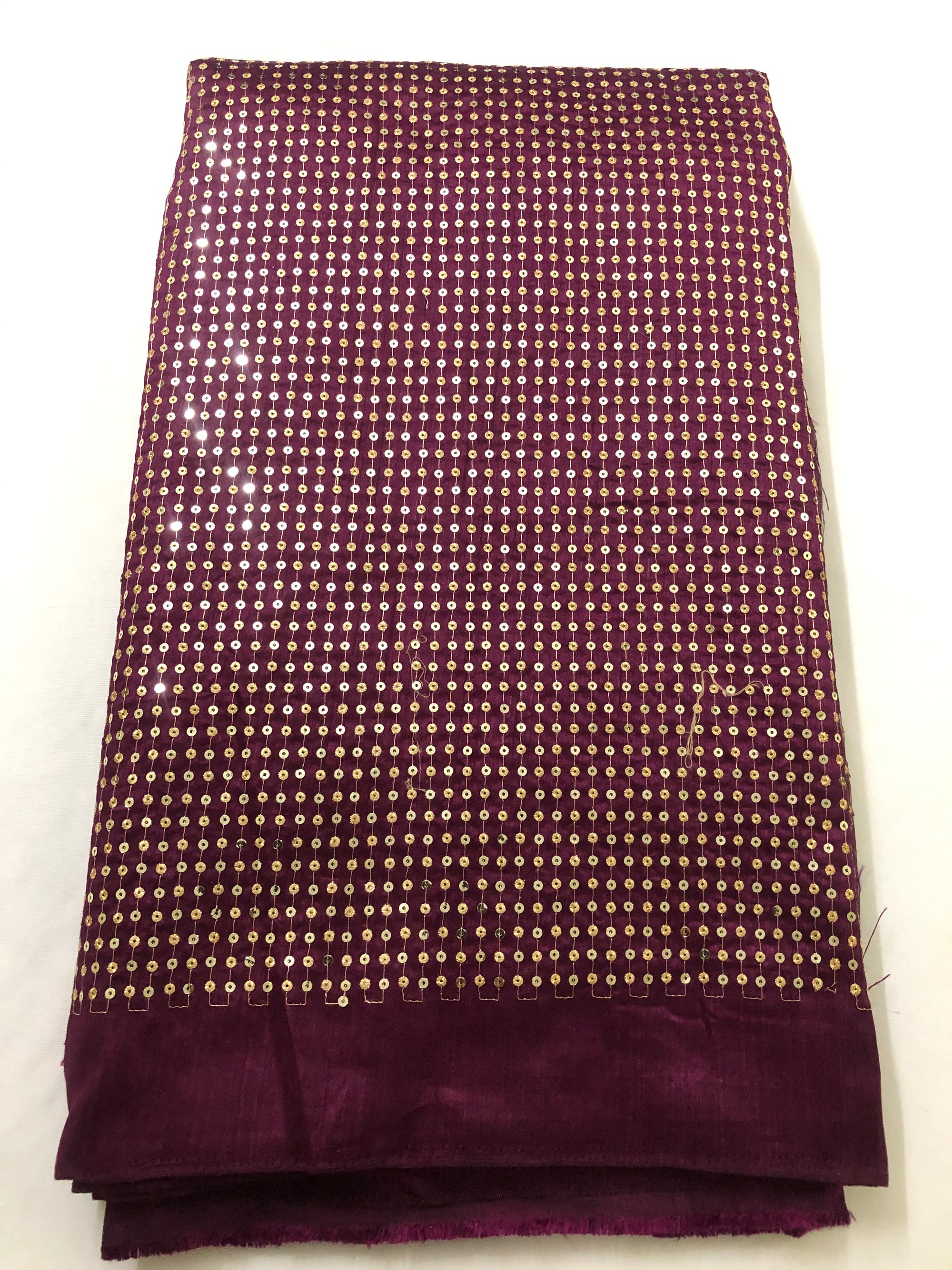 Embroidery on raw silk fabric