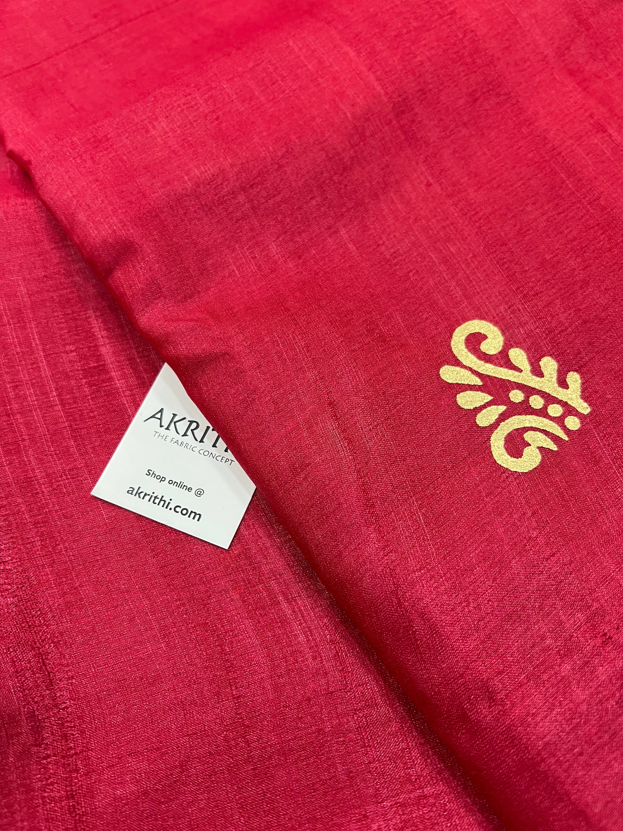 Pure Tussar silk saree with block print