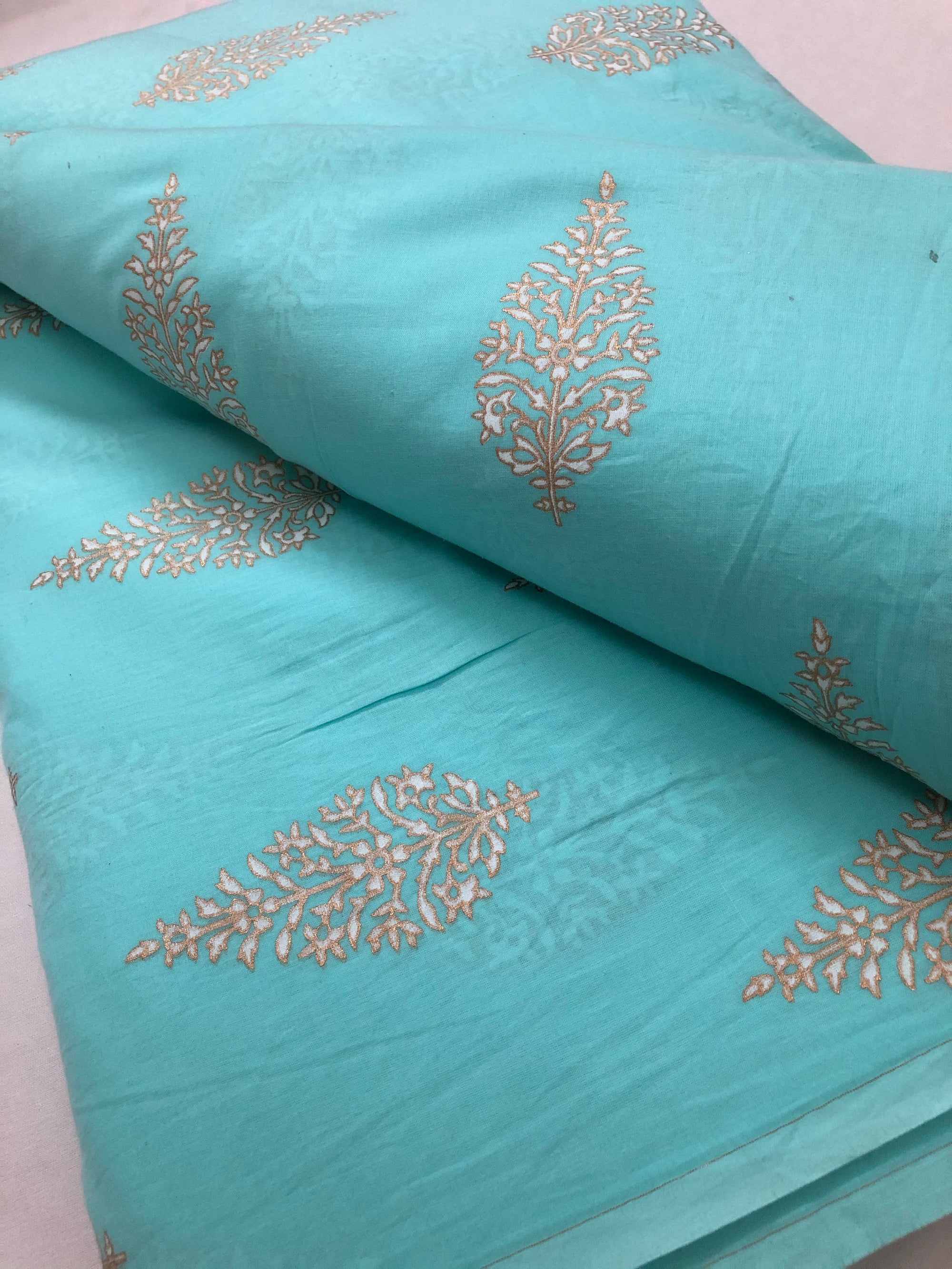 Gold foil Printed cotton fabric