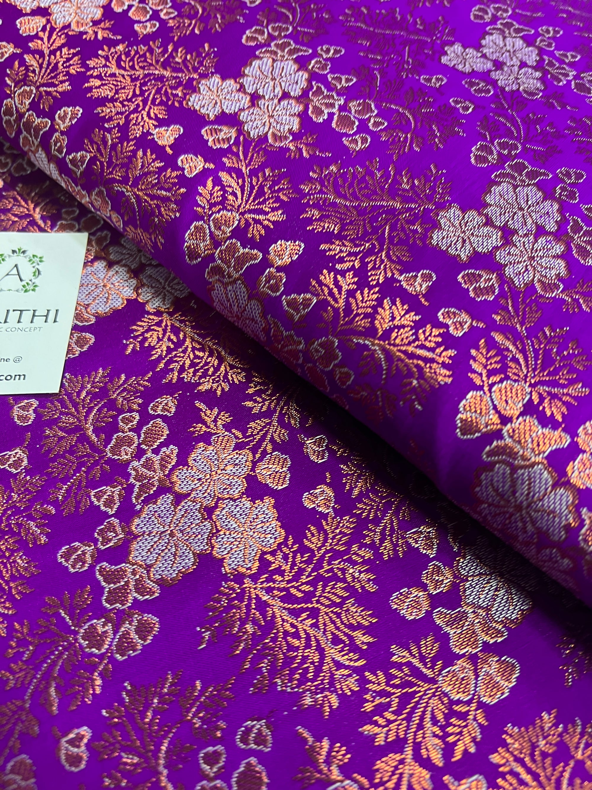 Banarasi brocade fabric with copper zari