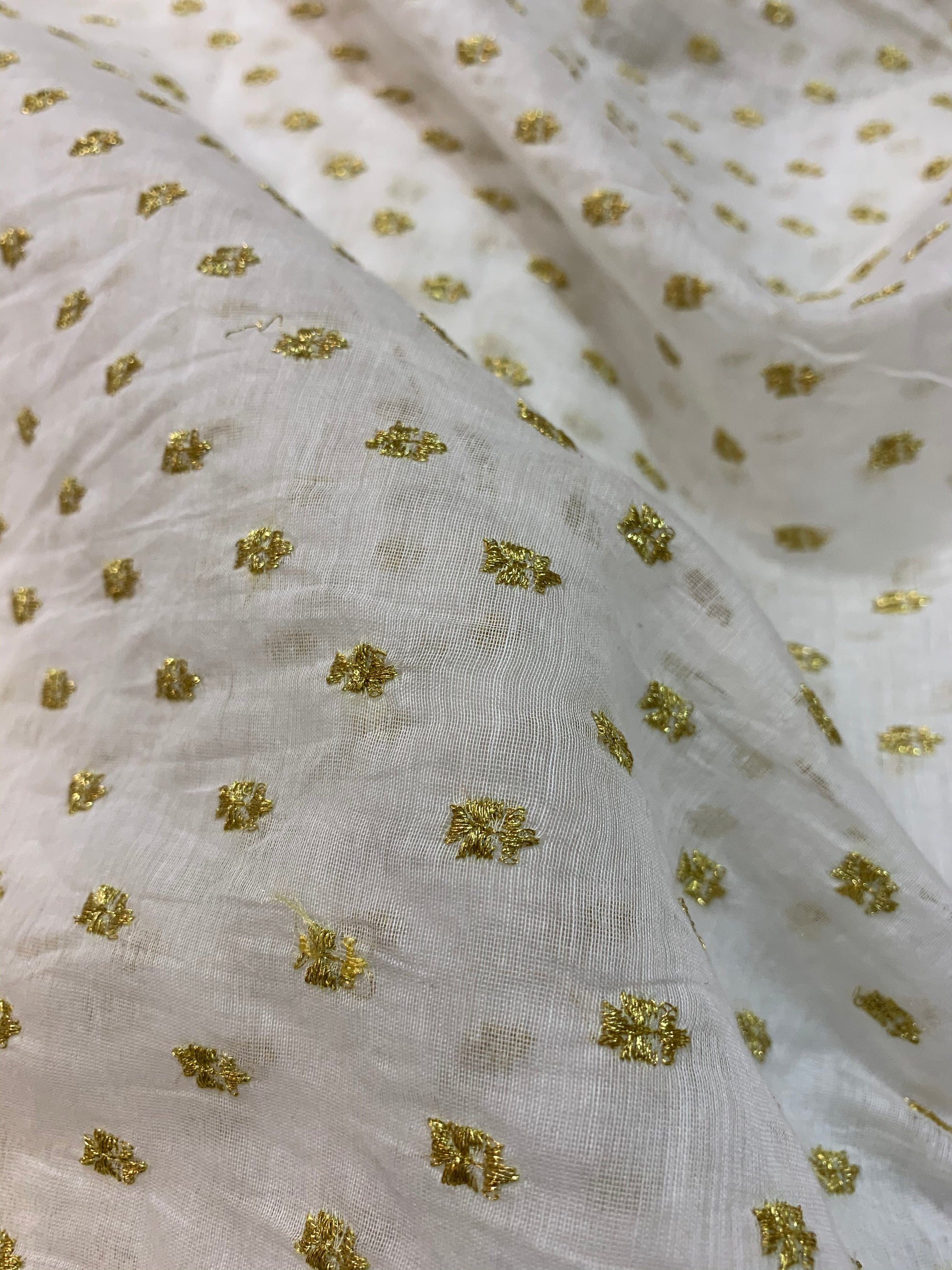 HANDLOOM MUL CHANDERI EMBROIDERED FABRIC